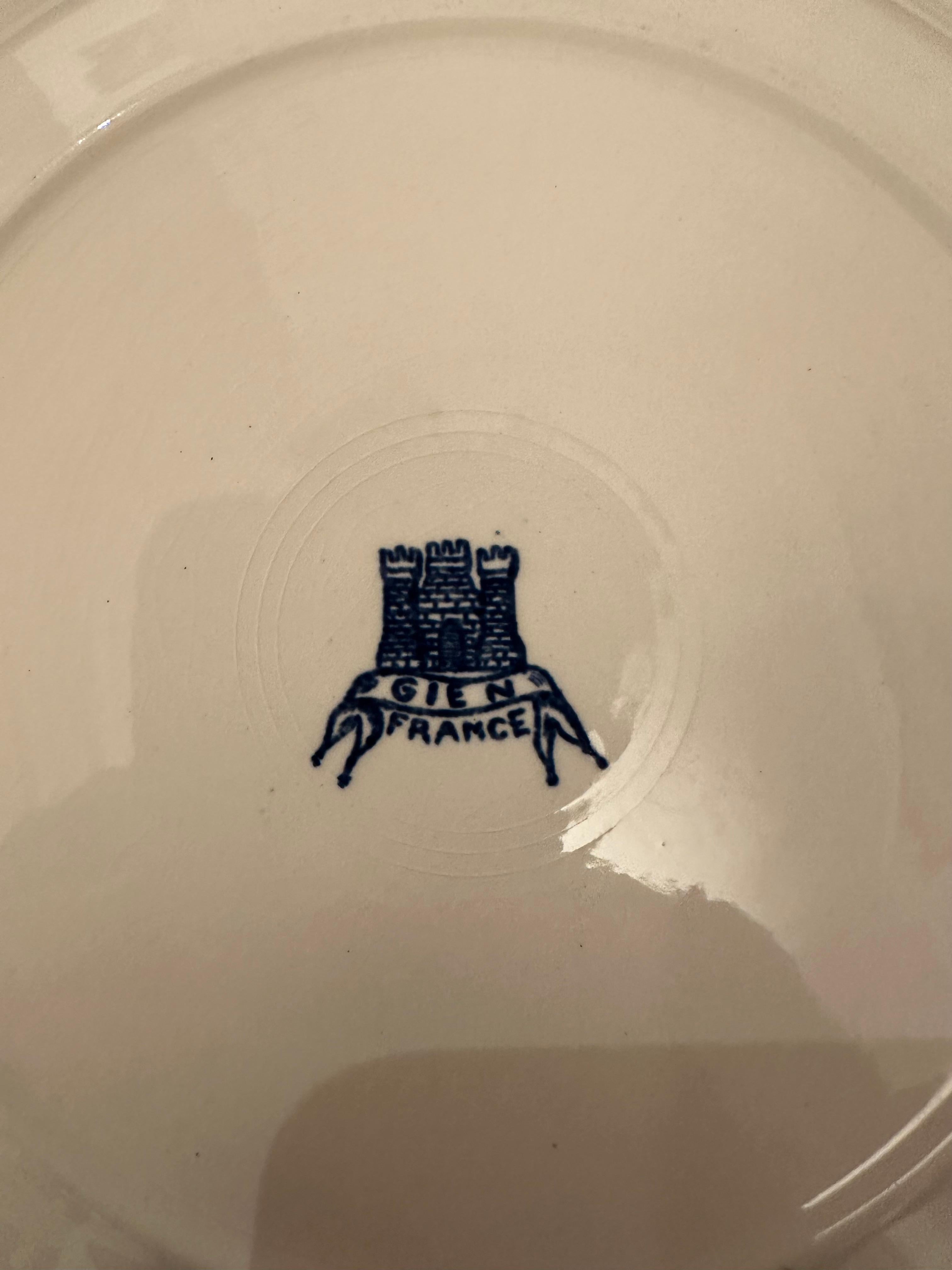 Ensemble de 12 assiettes plates du désert profond décorées de Delft bleu de Gien. France en vente 5