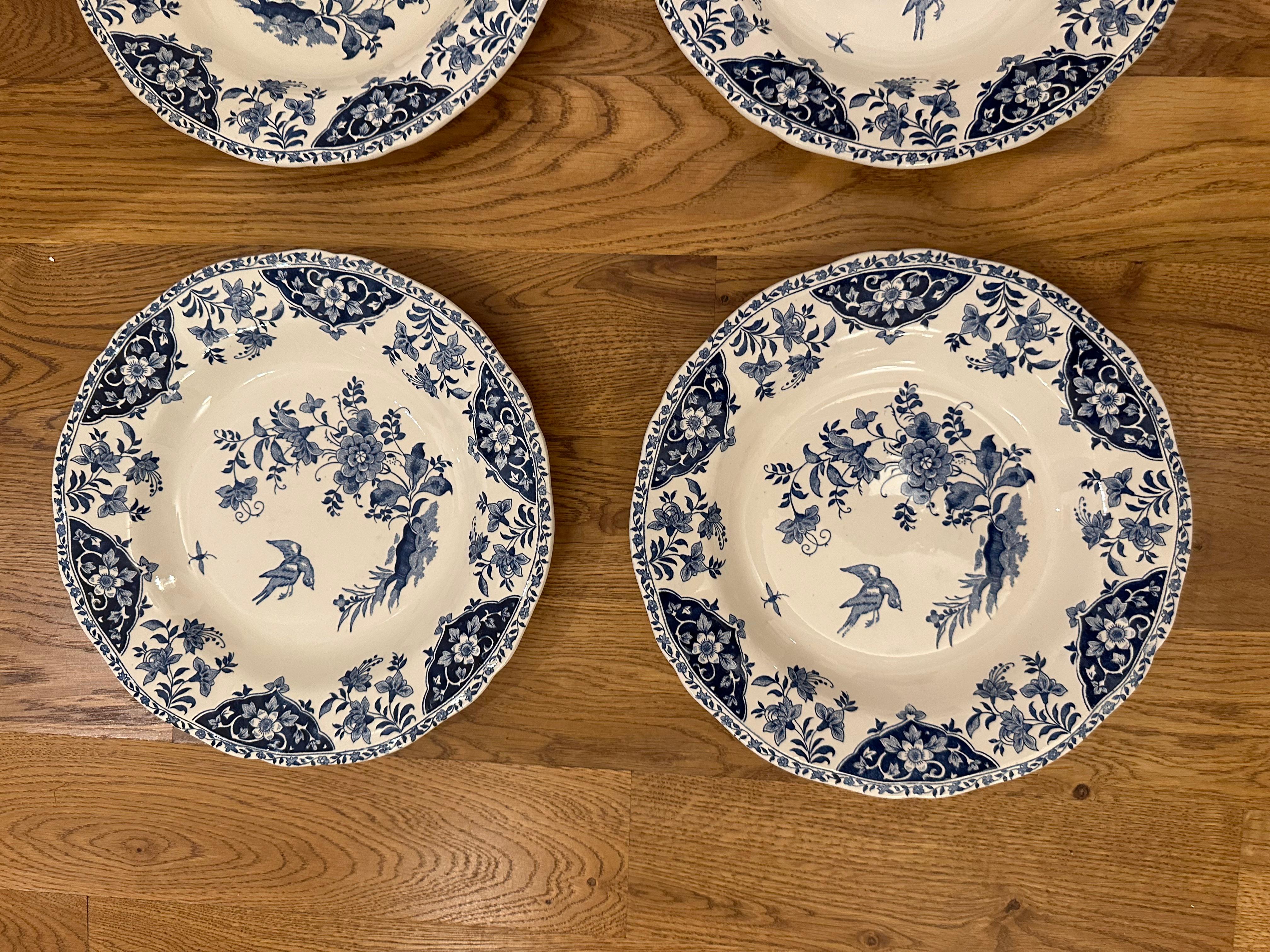 6er-Set tiefe Teller Decor Blue Delft von Gien. Frankreich im Angebot 3