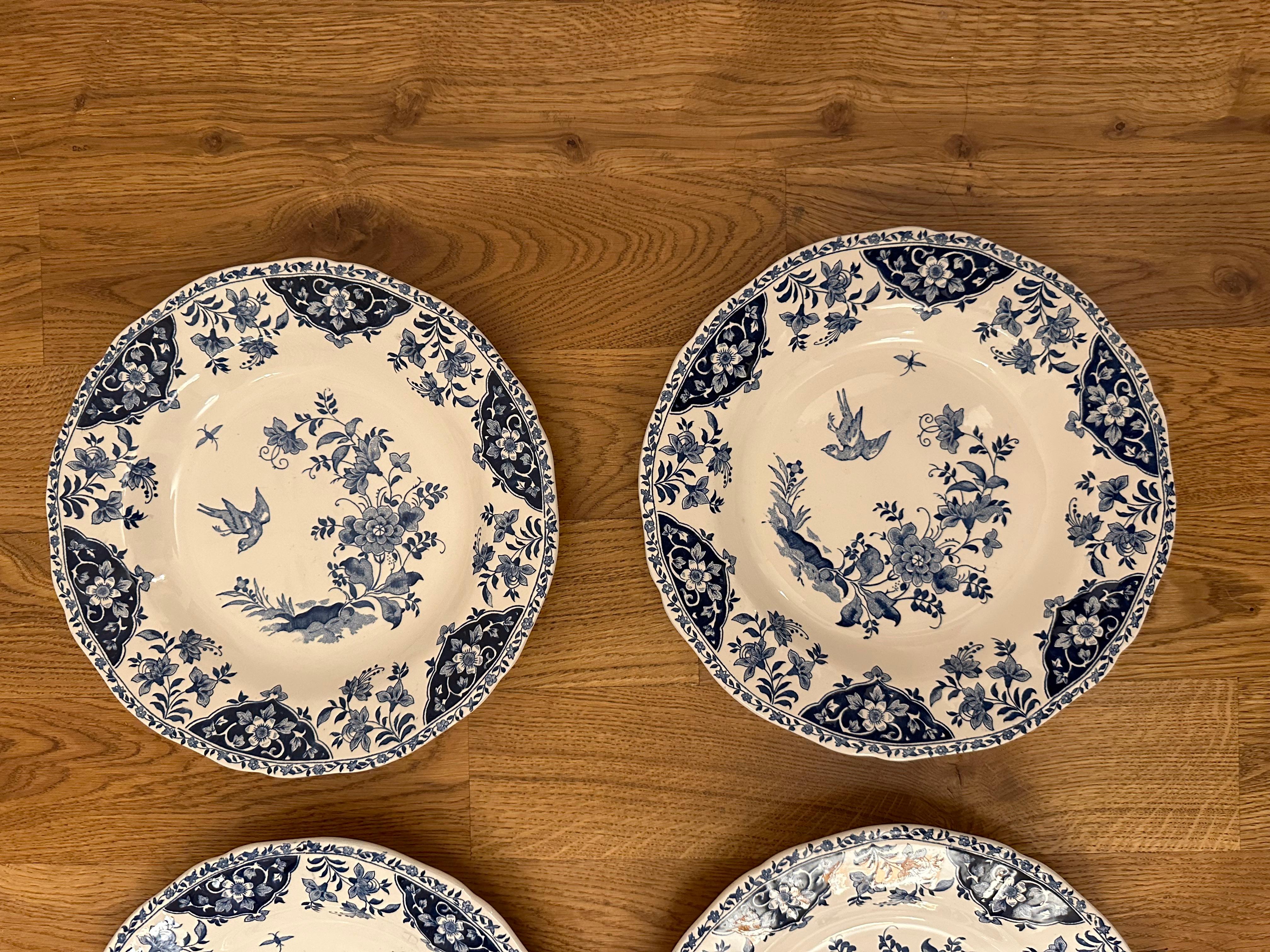 6er-Set tiefe Teller Decor Blue Delft von Gien. Frankreich im Angebot 4