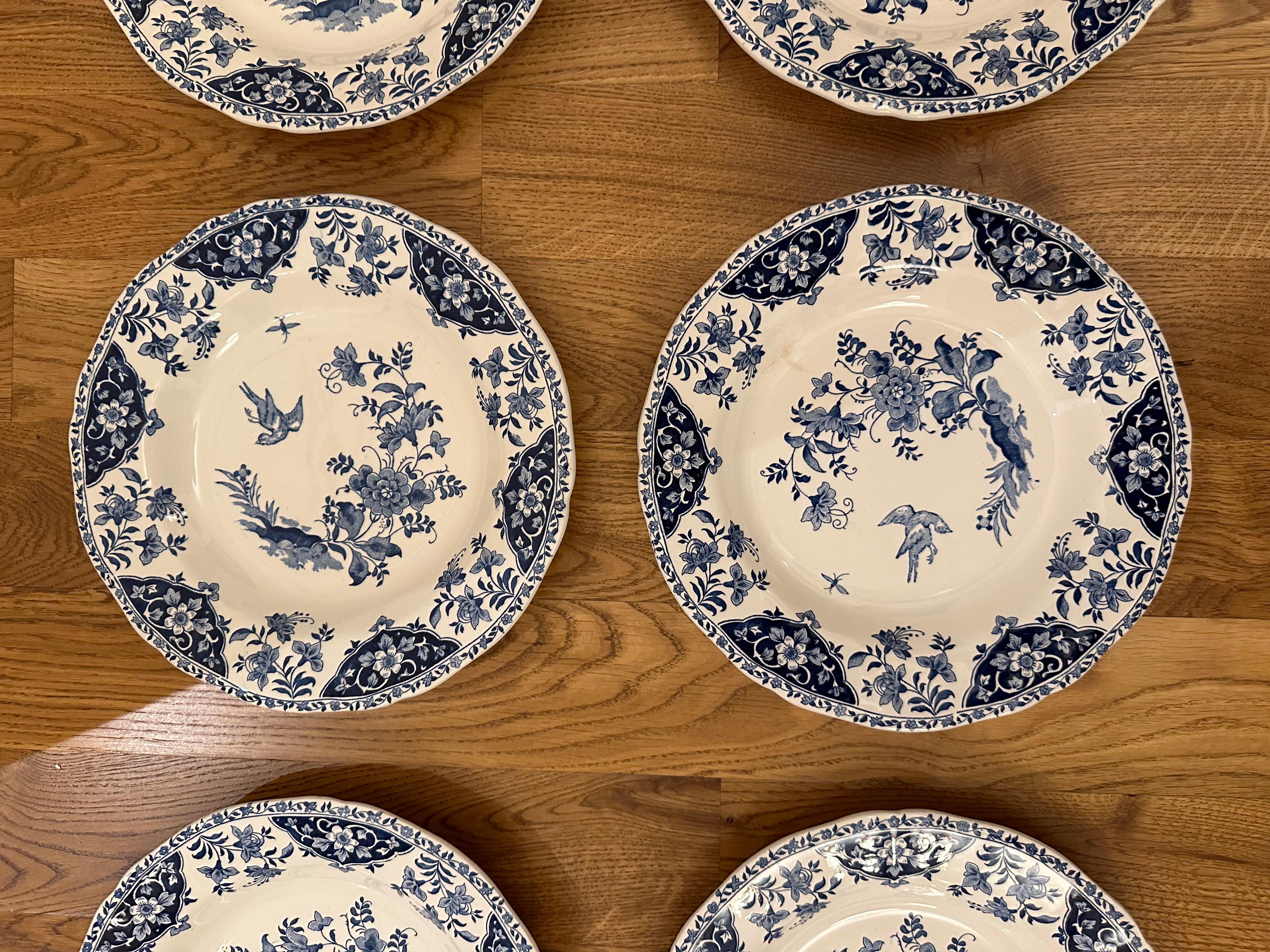 6er-Set tiefe Teller Decor Blue Delft von Gien. Frankreich im Angebot 5
