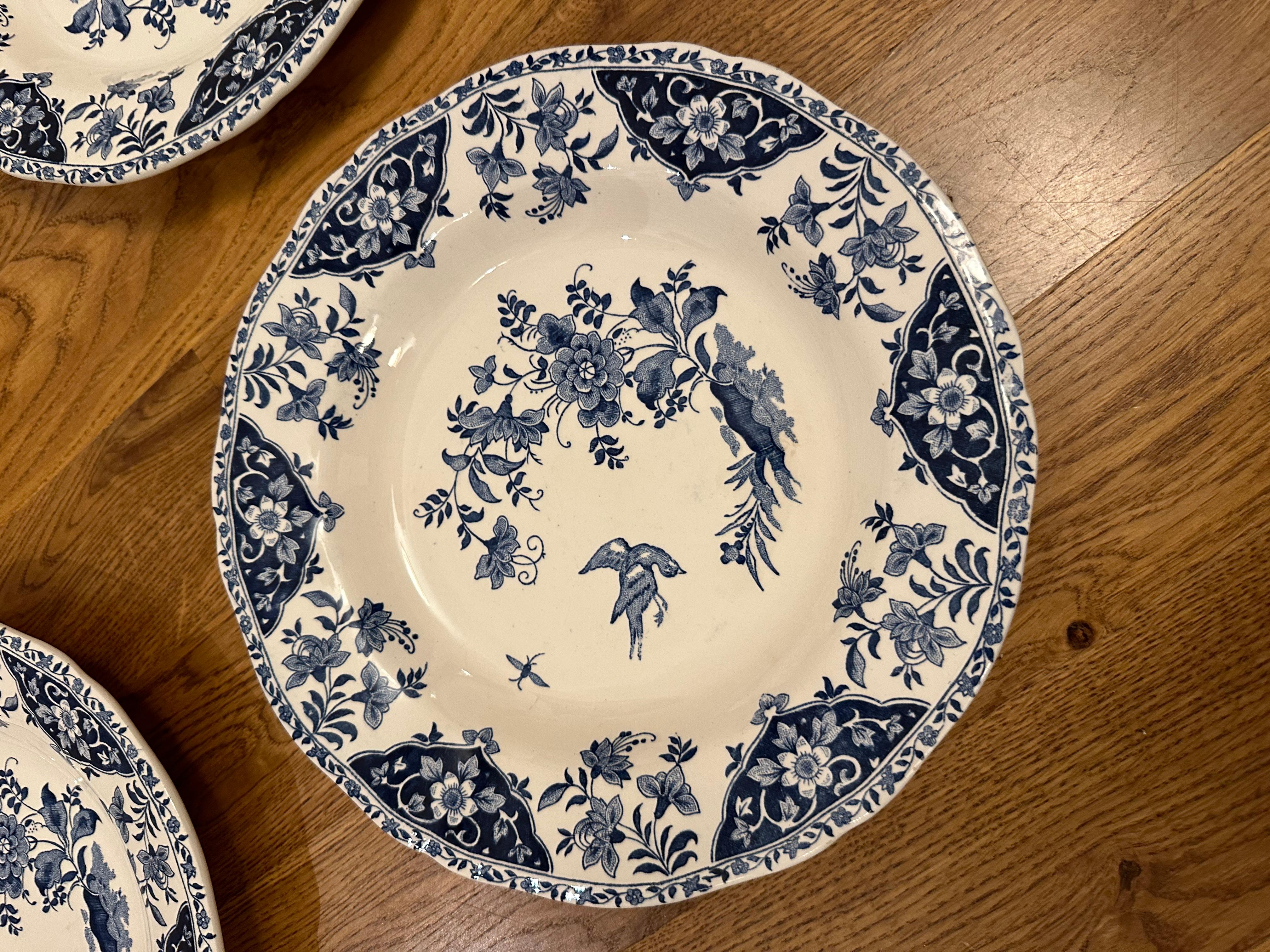 6er-Set tiefe Teller Decor Blue Delft von Gien. Frankreich (Emailliert) im Angebot