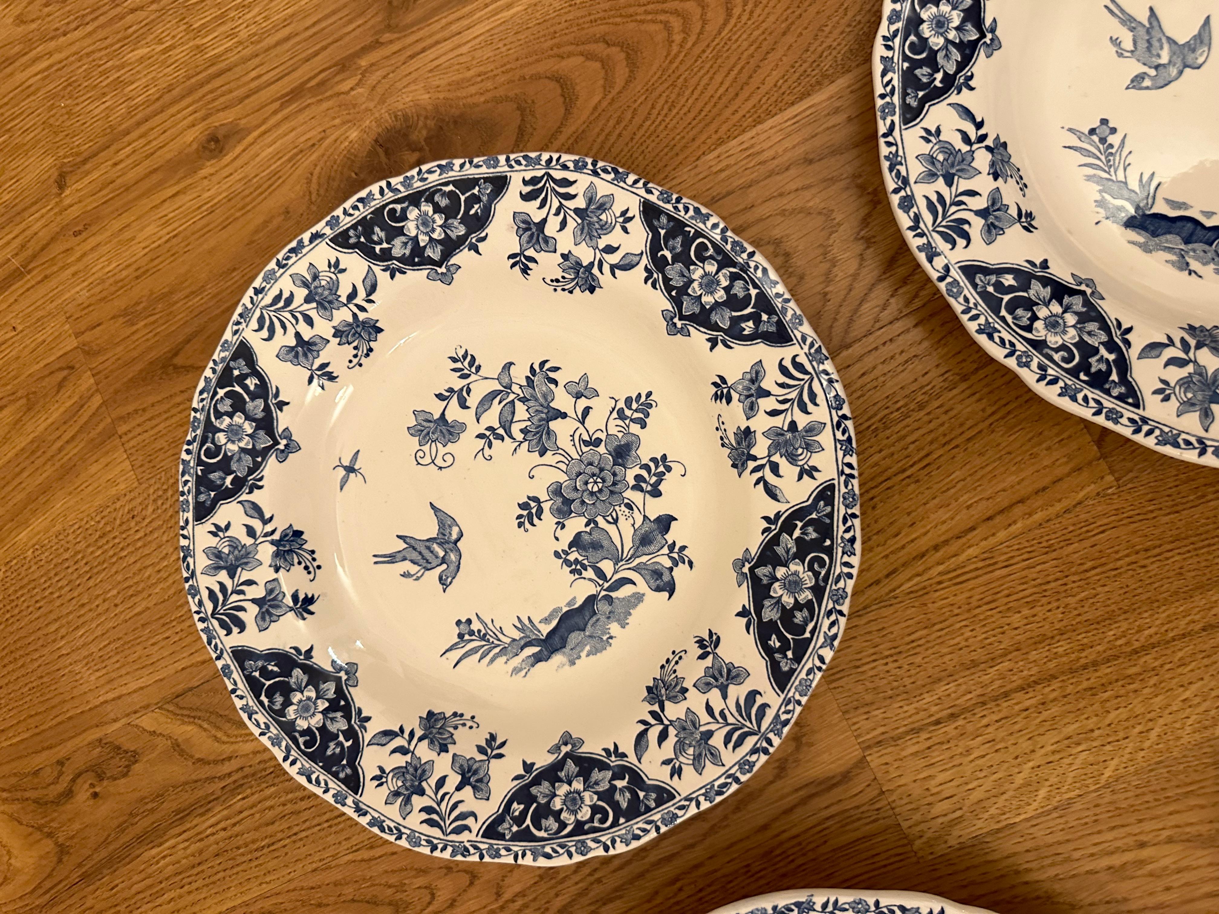 6er-Set tiefe Teller Decor Blue Delft von Gien. Frankreich (20. Jahrhundert) im Angebot