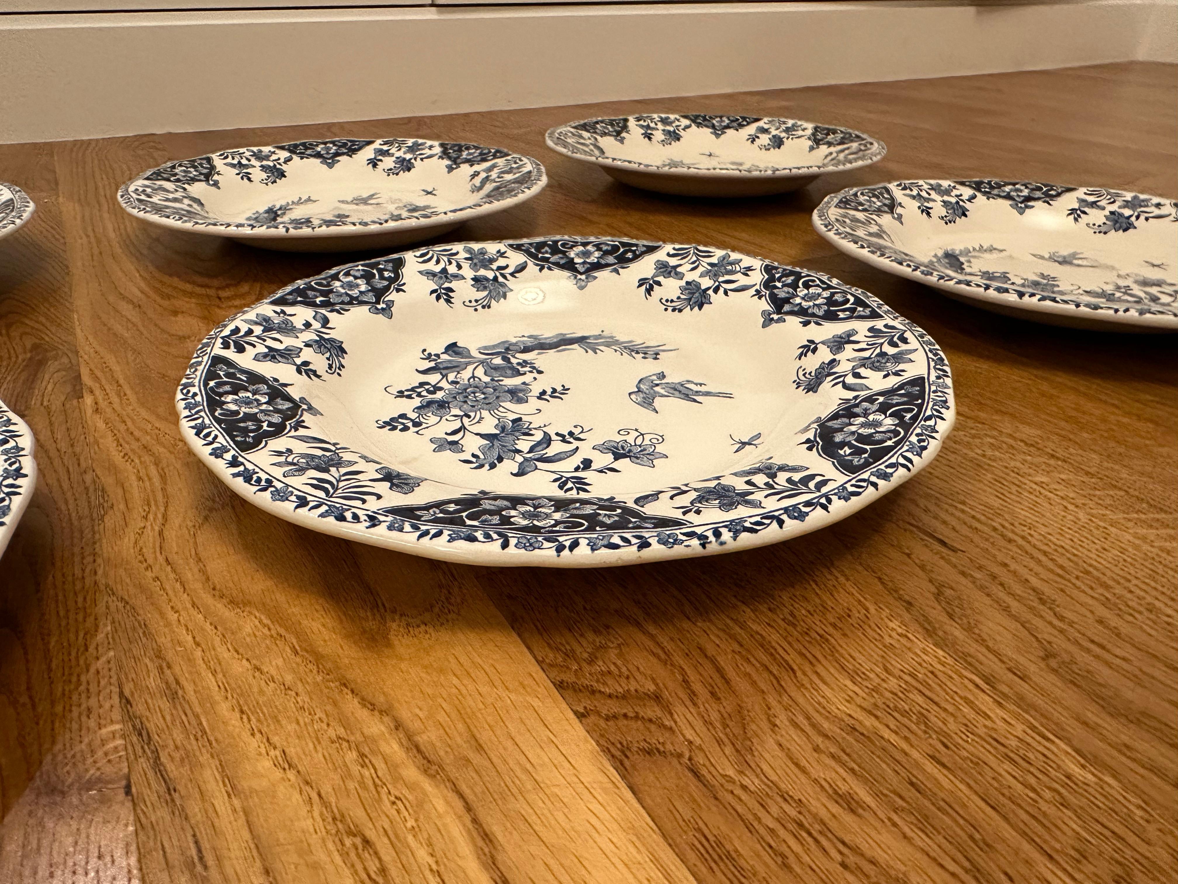 6er-Set tiefe Teller Decor Blue Delft von Gien. Frankreich (Tonware) im Angebot
