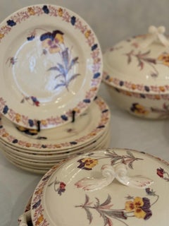 Dinnerware Set With Floral Decor, Luneville