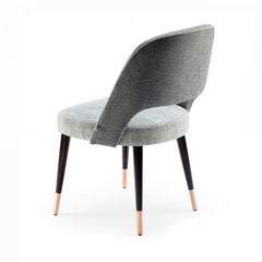 Dinning Chair Ava Brass Fittings Textured Blue Seat and Solid Dark Blue Backrest