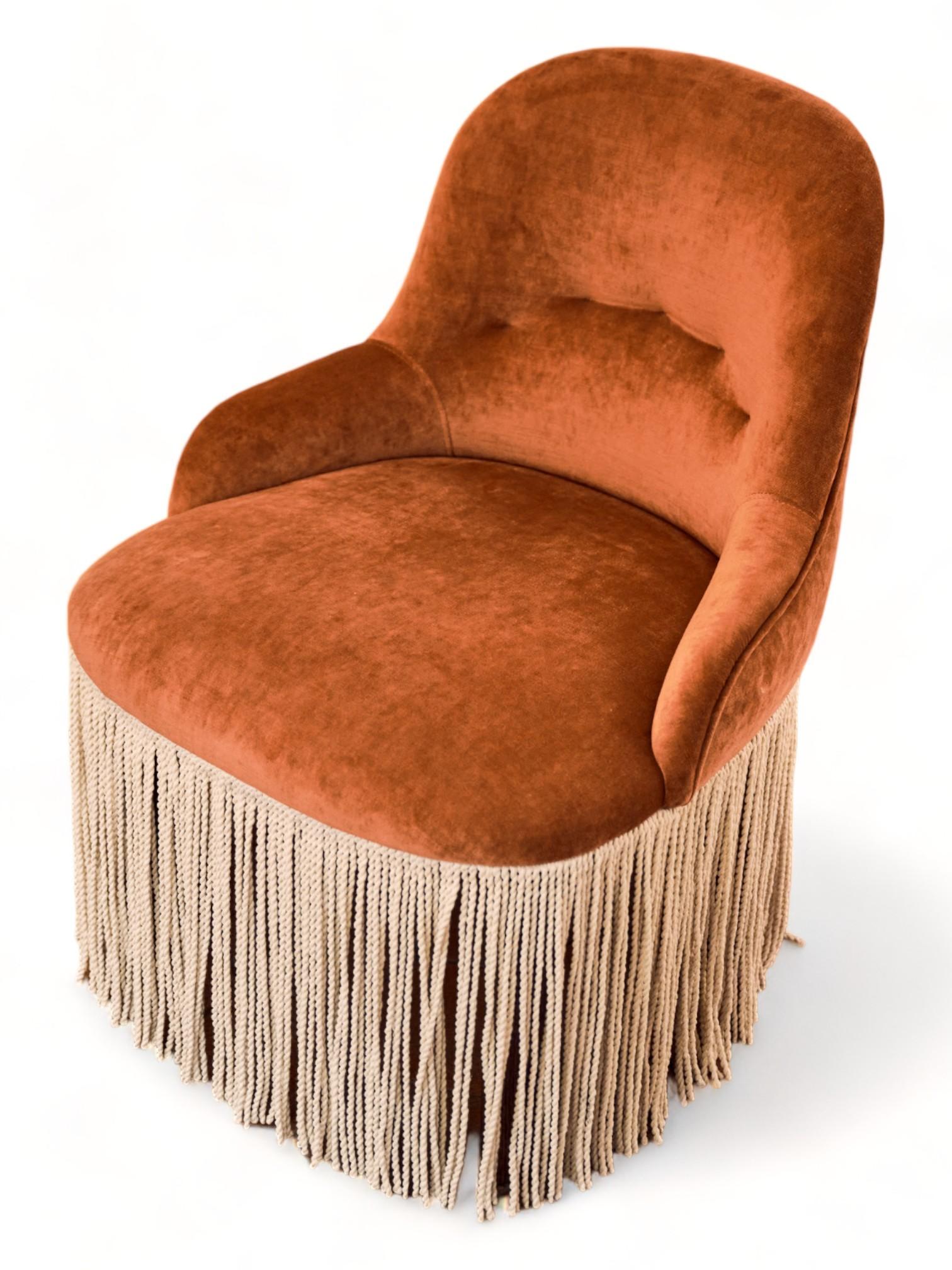 Velvet Dining Chair Flecos by Quintana Partners Studio For Sale