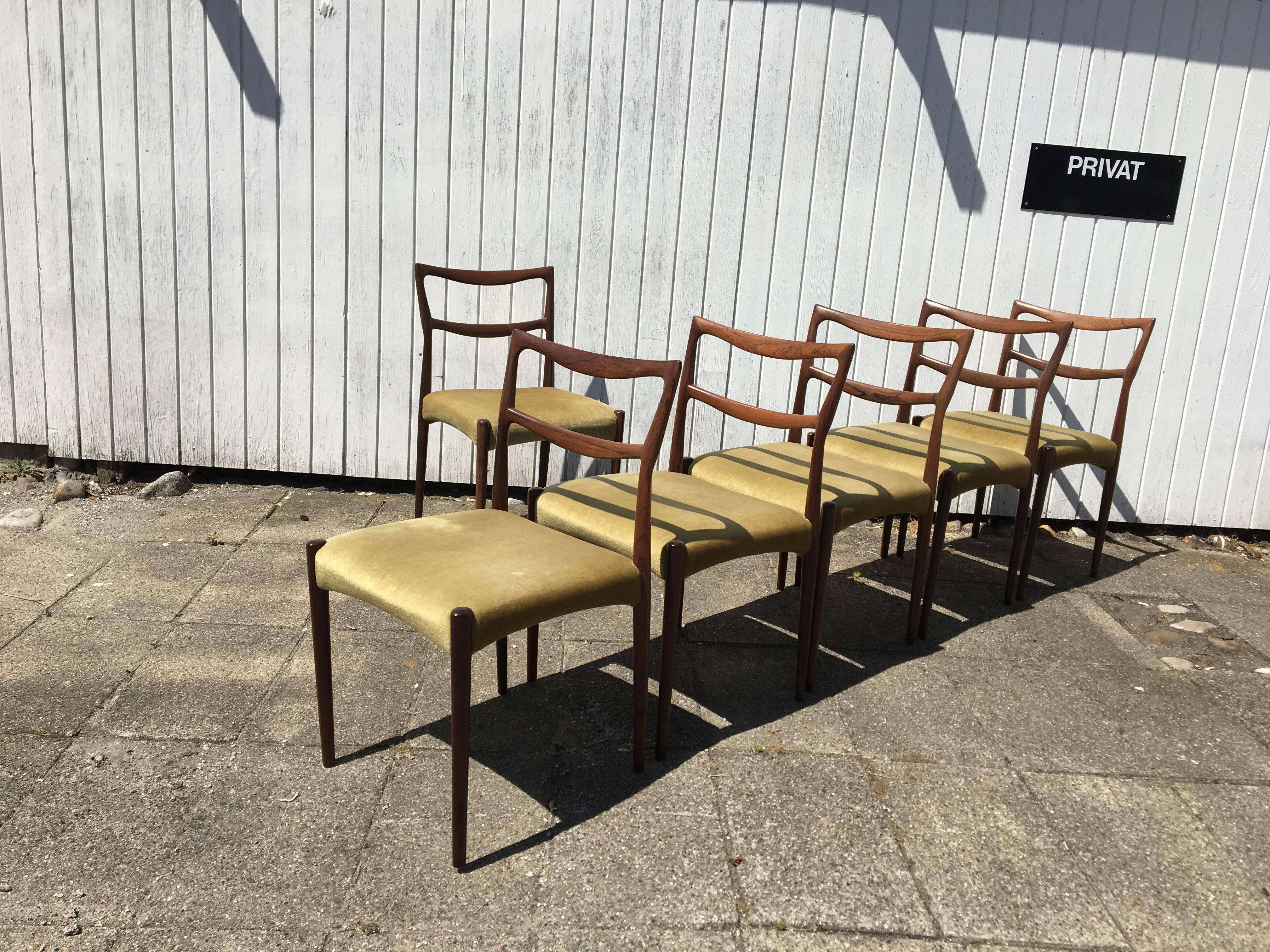 Dinning Chairs in Rosewood, Designer by H.W. Klein In Good Condition In Odense, Denmark