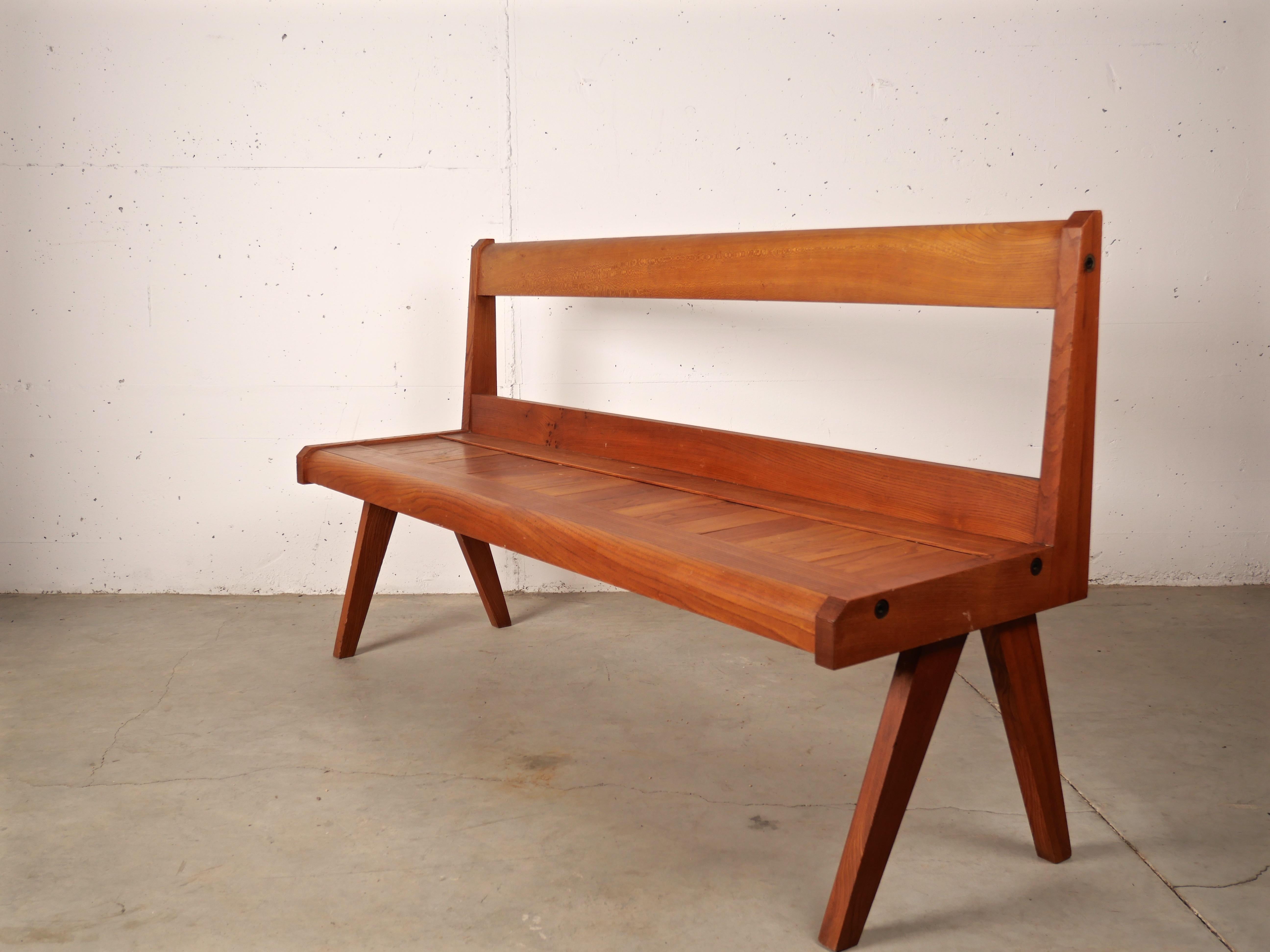 European Dinning Set in Solid French Elm by Seltz, France, 1970