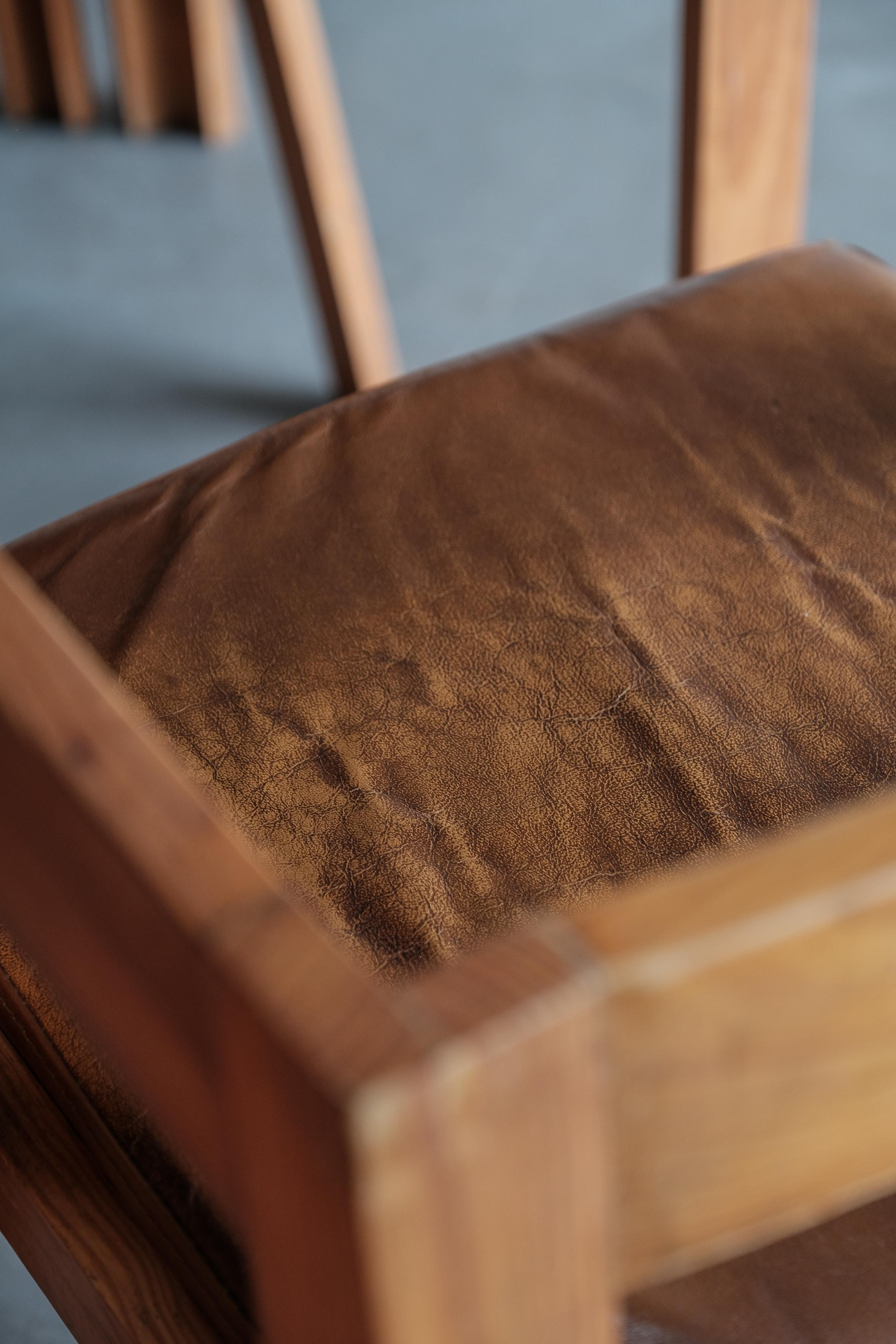 Leather Dinning set with blue formica table top and leather seating