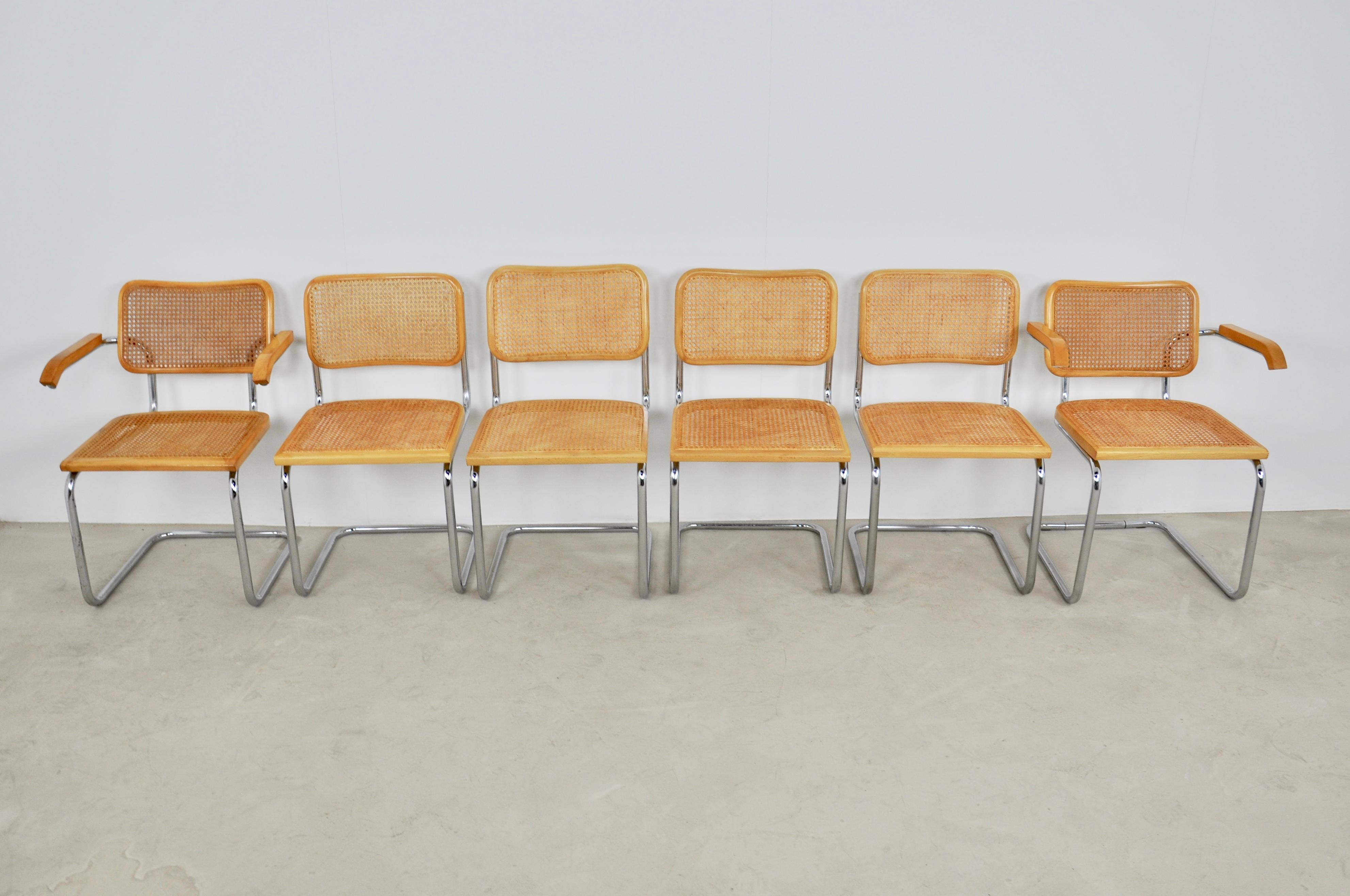 Italian Dinning Style Chairs B32 by Marcel Breuer, 1980s