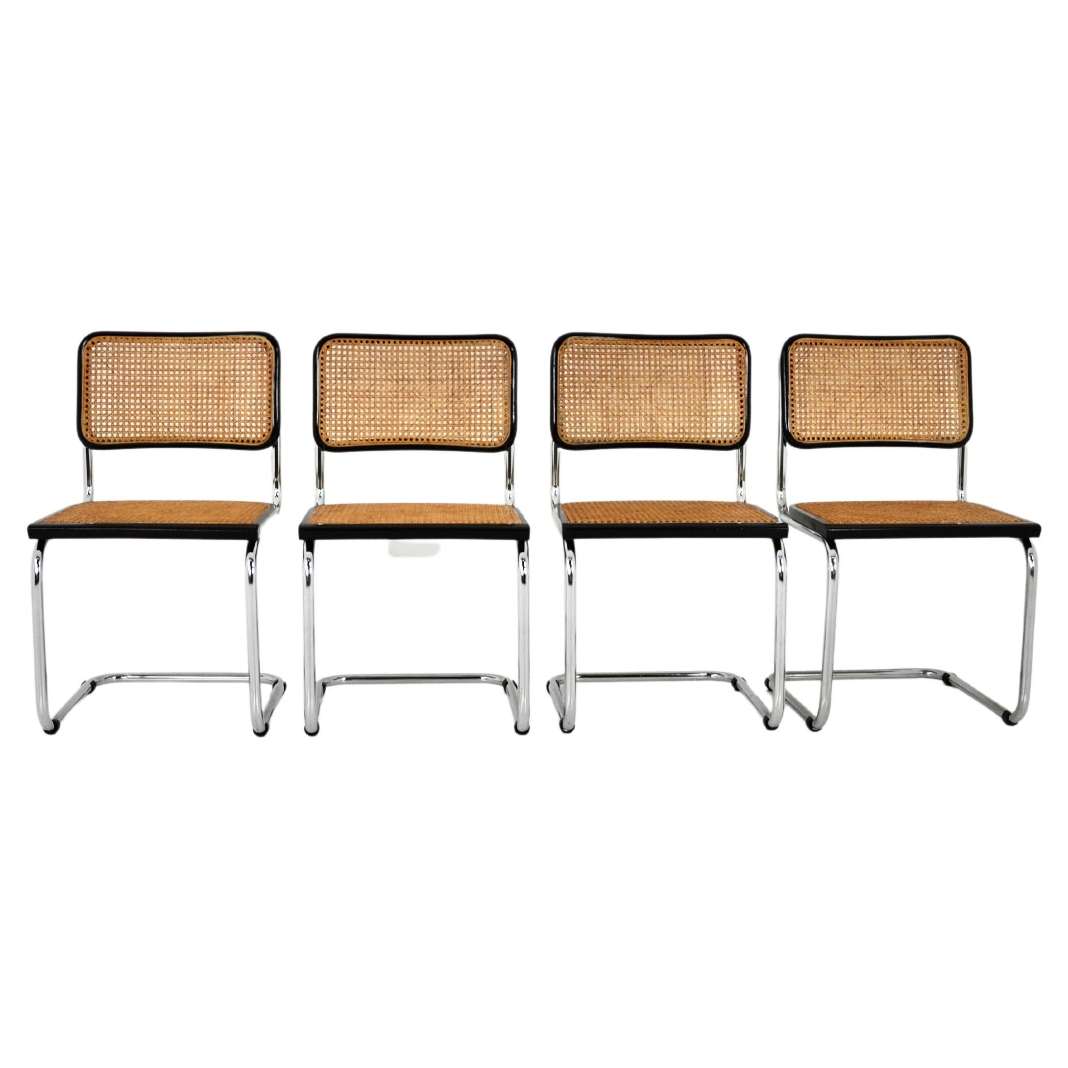 Black Dining Style Chairs B32 by Marcel Breuer Set 4