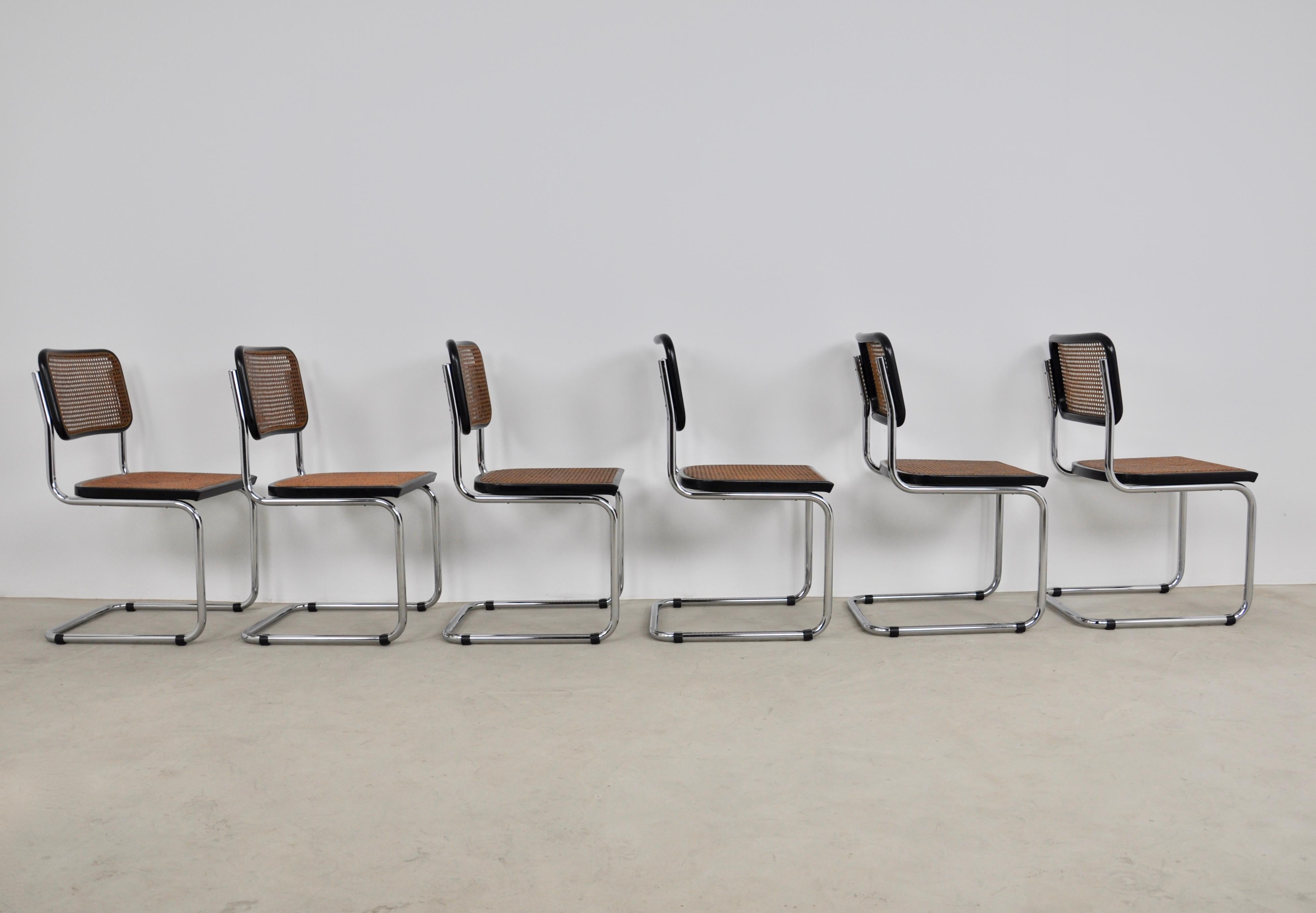 Italian Dinning Style Chairs B32 by Marcel Breuer, Set of 6