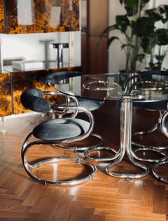 Tavolo da pranzo e 4 sedie di Rudi Bonzanini per Tecnosalotto, Italia, anni '70