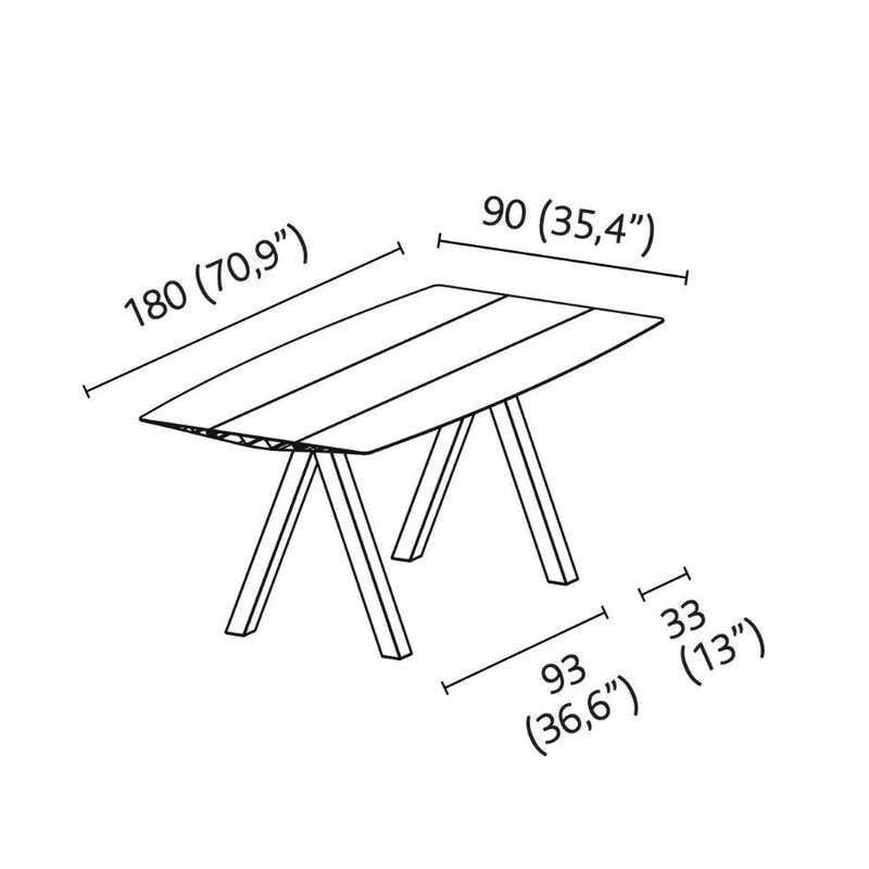 Laminé Table de salle à manger B 90 cm x 180 cm Pieds en bois et aluminium anodisé en vente