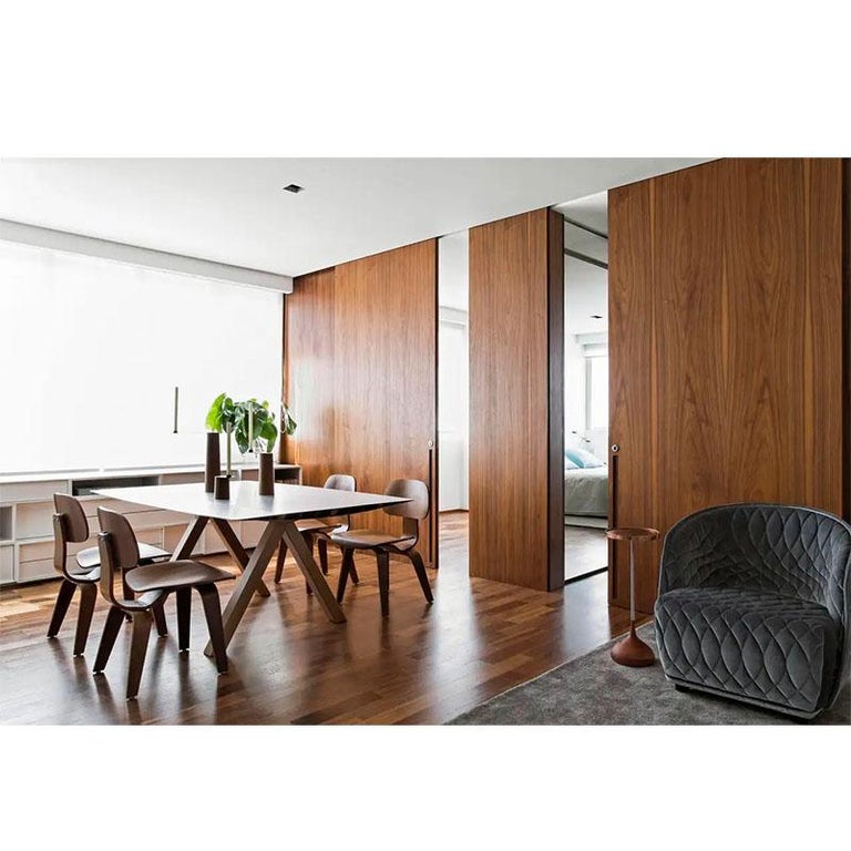 Dinning Table B Aluminum Anodized Silver Top Wooden Legs For Sale at ...