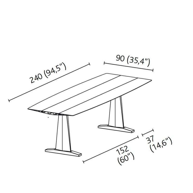 Spanish Dinning Table B Anodized Silver Top with Wood Trestle Legs For Sale