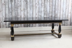 Dinning Table Black Lacquered with Gold Highlights and Ormolu Pearls