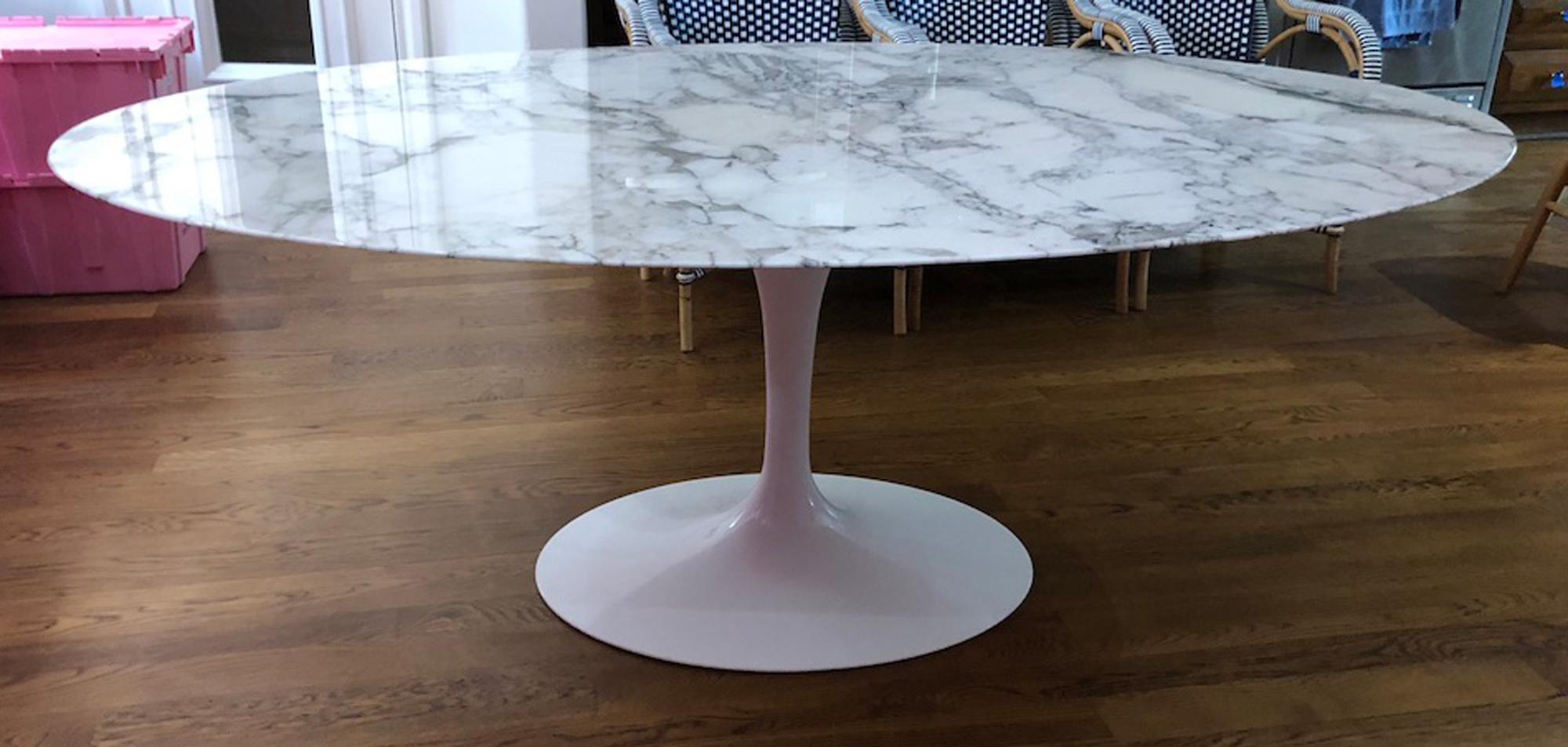 Aluminum Dinning Table by Eero Saarinen for Knoll International Arabescato Marble