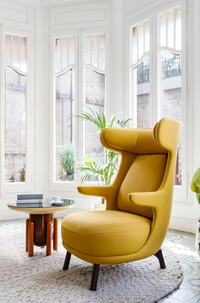 Modern Mustard Dino armchair upholstered in fabric by Jaime Hayon