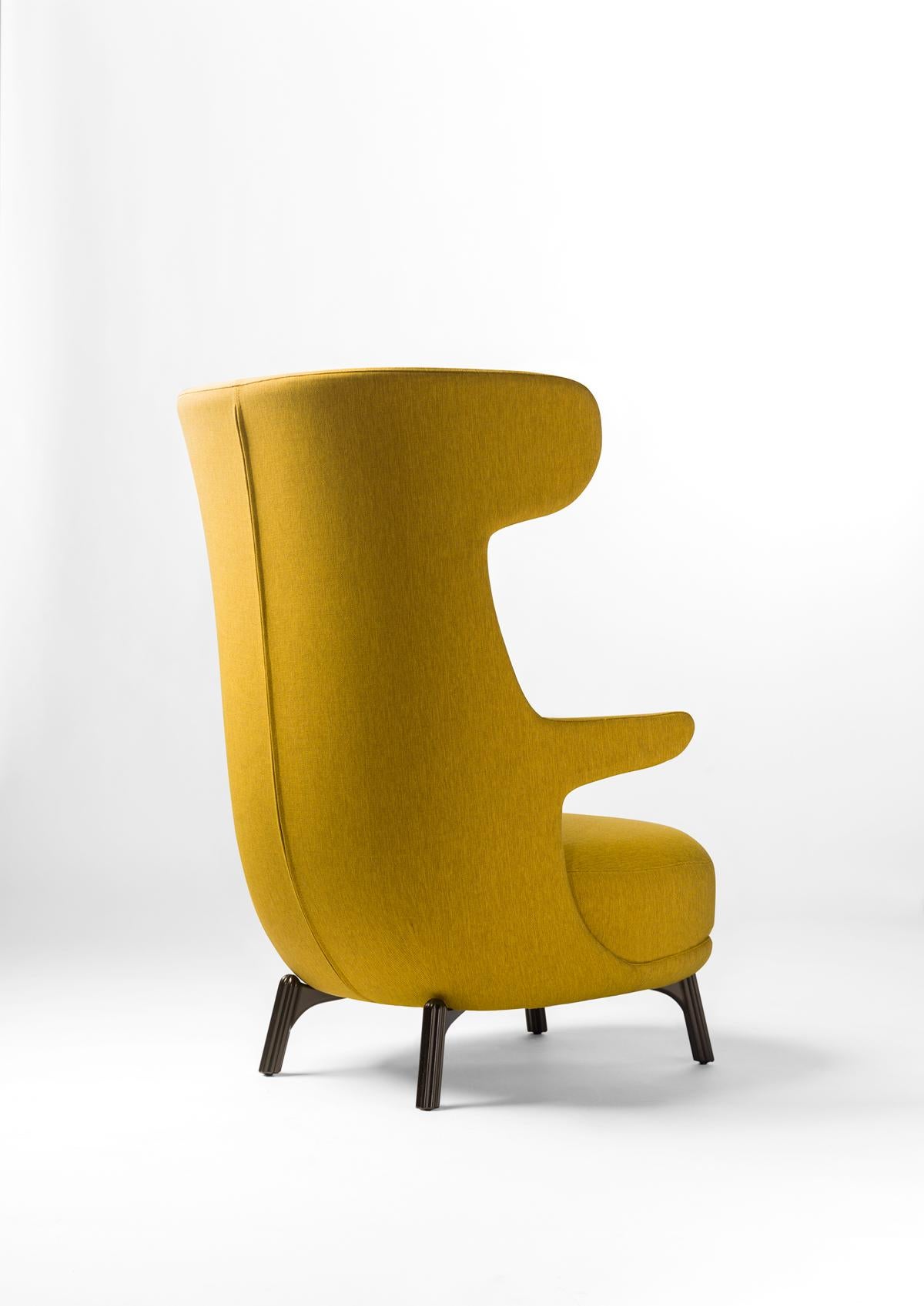 Contemporary Mustard Dino armchair upholstered in fabric by Jaime Hayon