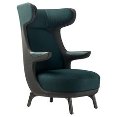 Sessel "Dino" von Jaime Hayon, zeitgenössisches Design, grüner Stoff, grünes Leder