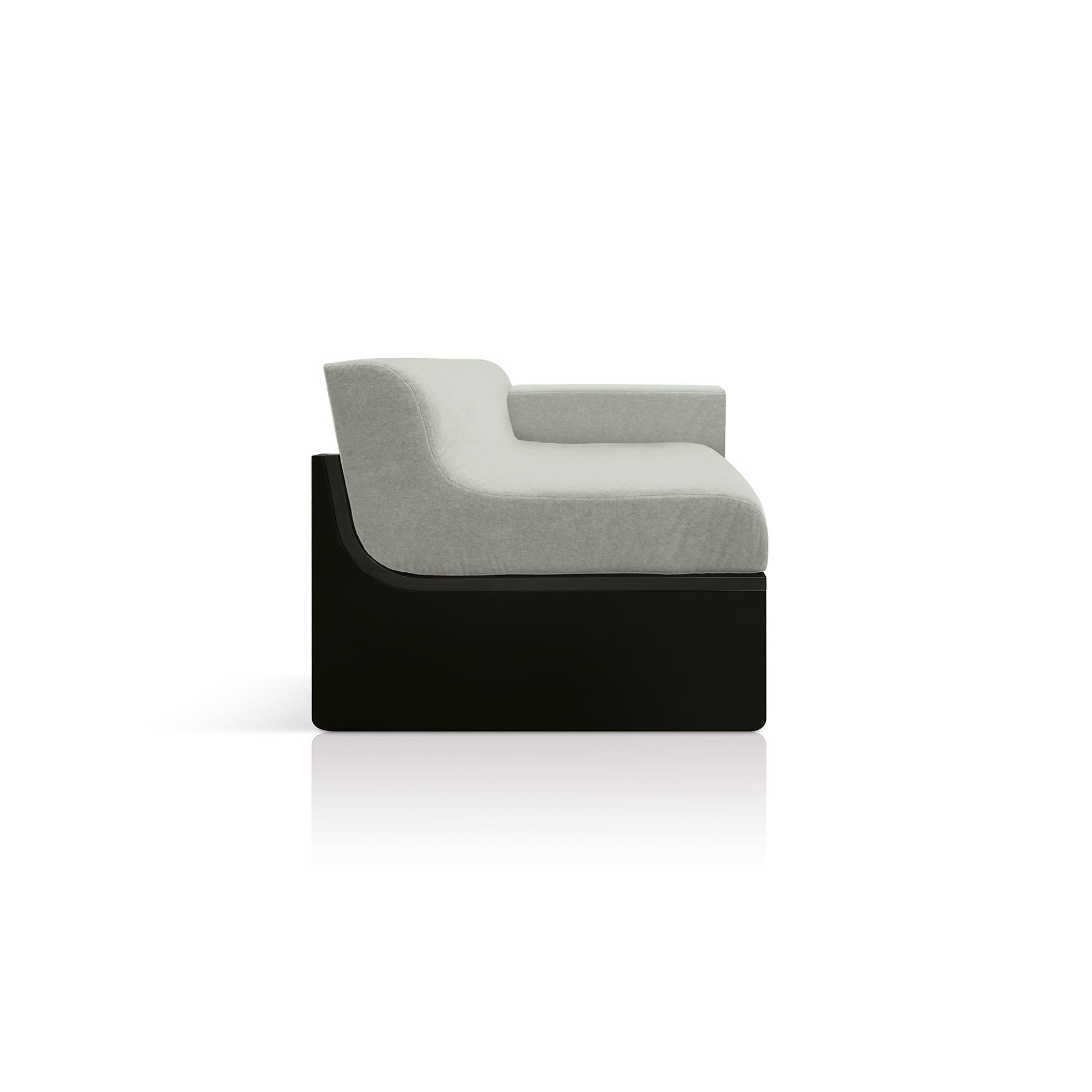 Modern Dino Lounge Armchair in Mint Velvet Upholstery, High-Gloss Body For Sale