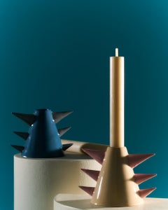 Candeliere scultoreo in gres Dino Blue, design contemporaneo