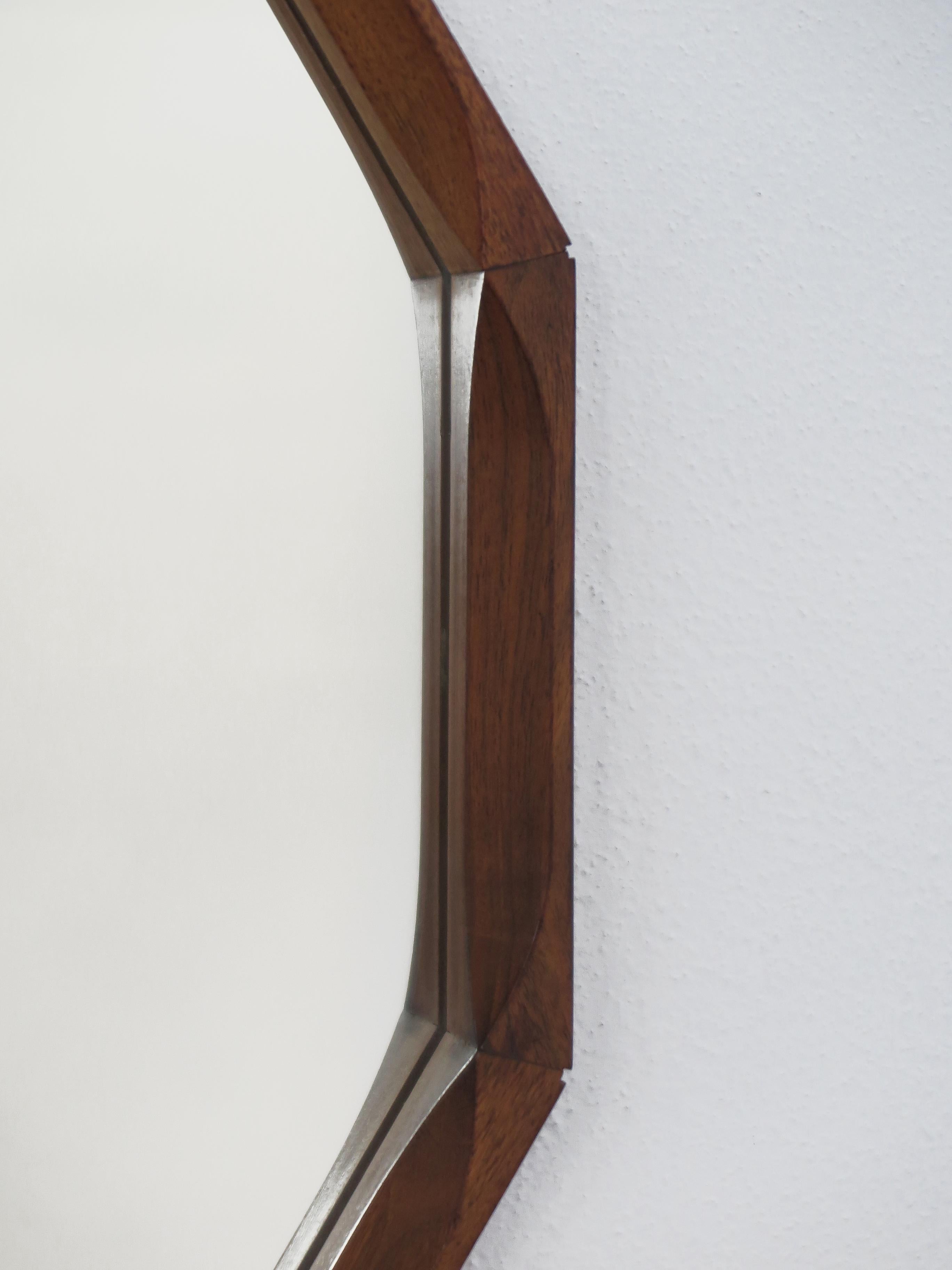 Dino Cavalli Italian Solid Wood Mirror for Thirteen 1960s For Sale 1