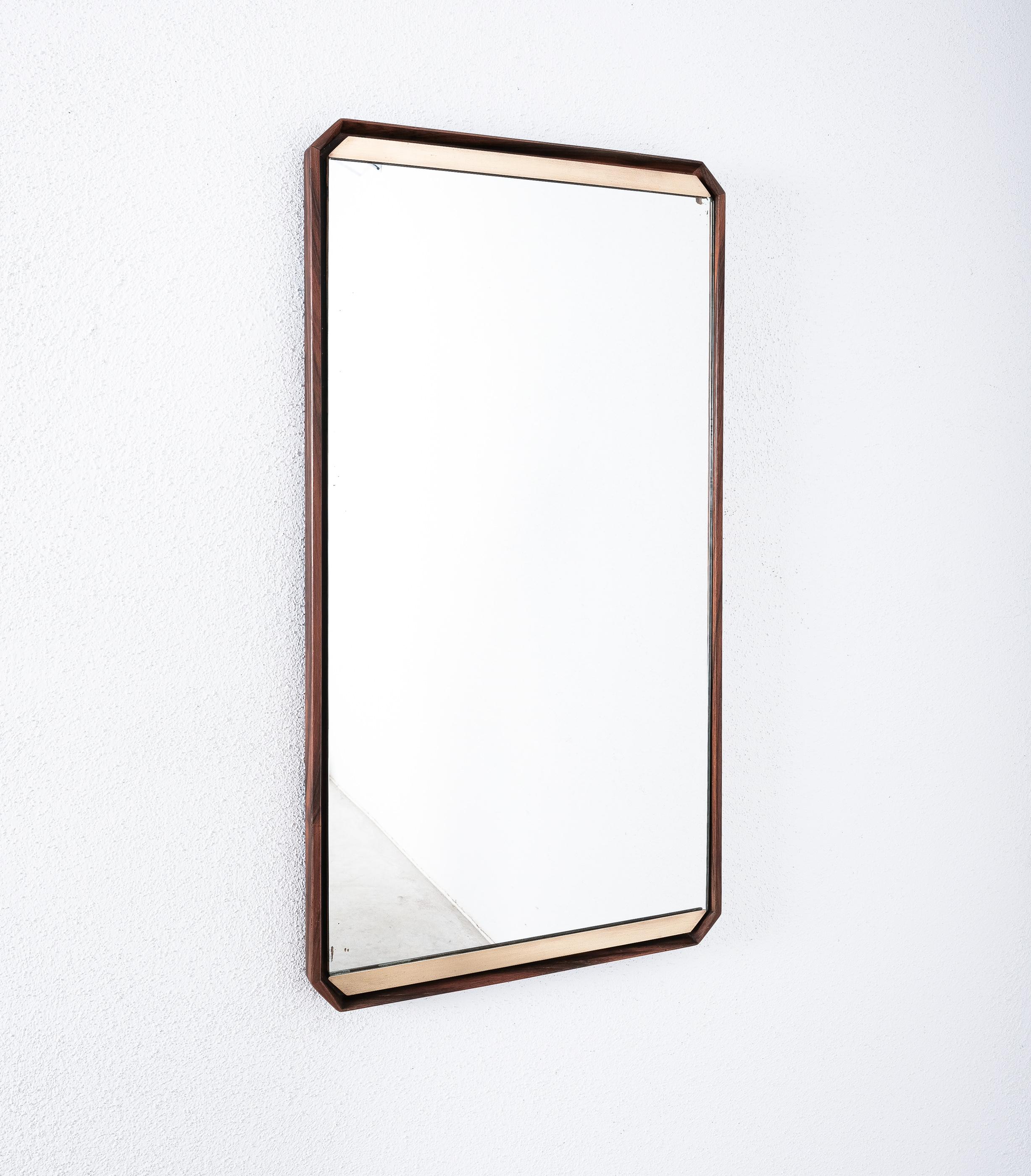 Dino Cavalli Walnut Brass Mirrors (2) , Mid-Century Modern, Italy For Sale 4