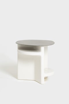 Dino coffee in concrete and oxidated brass table by Matteo Cibic