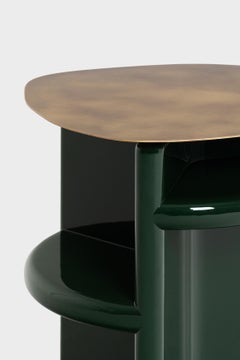 Dino coffee in concrete and oxidated brass table by Matteo Cibic