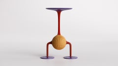 Contemporary Taras Yoom Dino Coffee Side Cocktail Table Orange Red Brass Glass