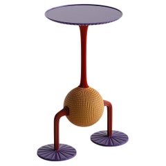 Contemporary Taras Yoom Dino Coffee Side Cocktail Table Orange Red Brass Glass