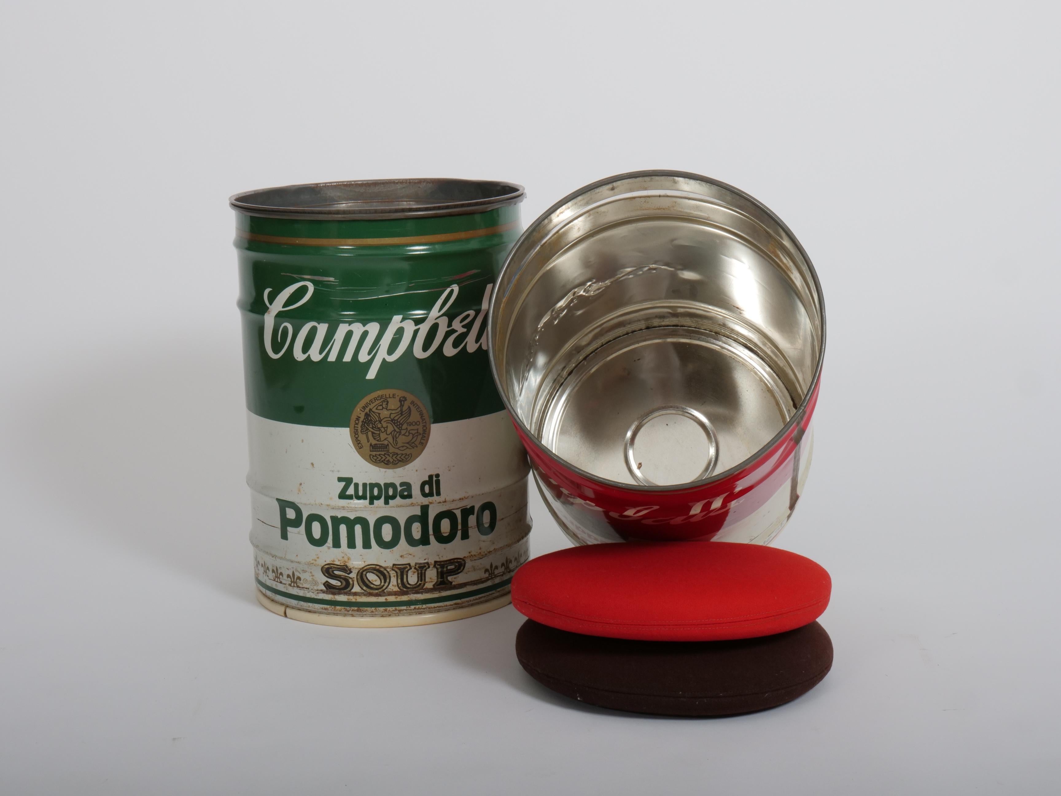 Dino Gavina pour Studio Simon, Tabouret en forme de boîte de soupe Campbell d'Andy Warhol, Italie, 1971 en vente 3