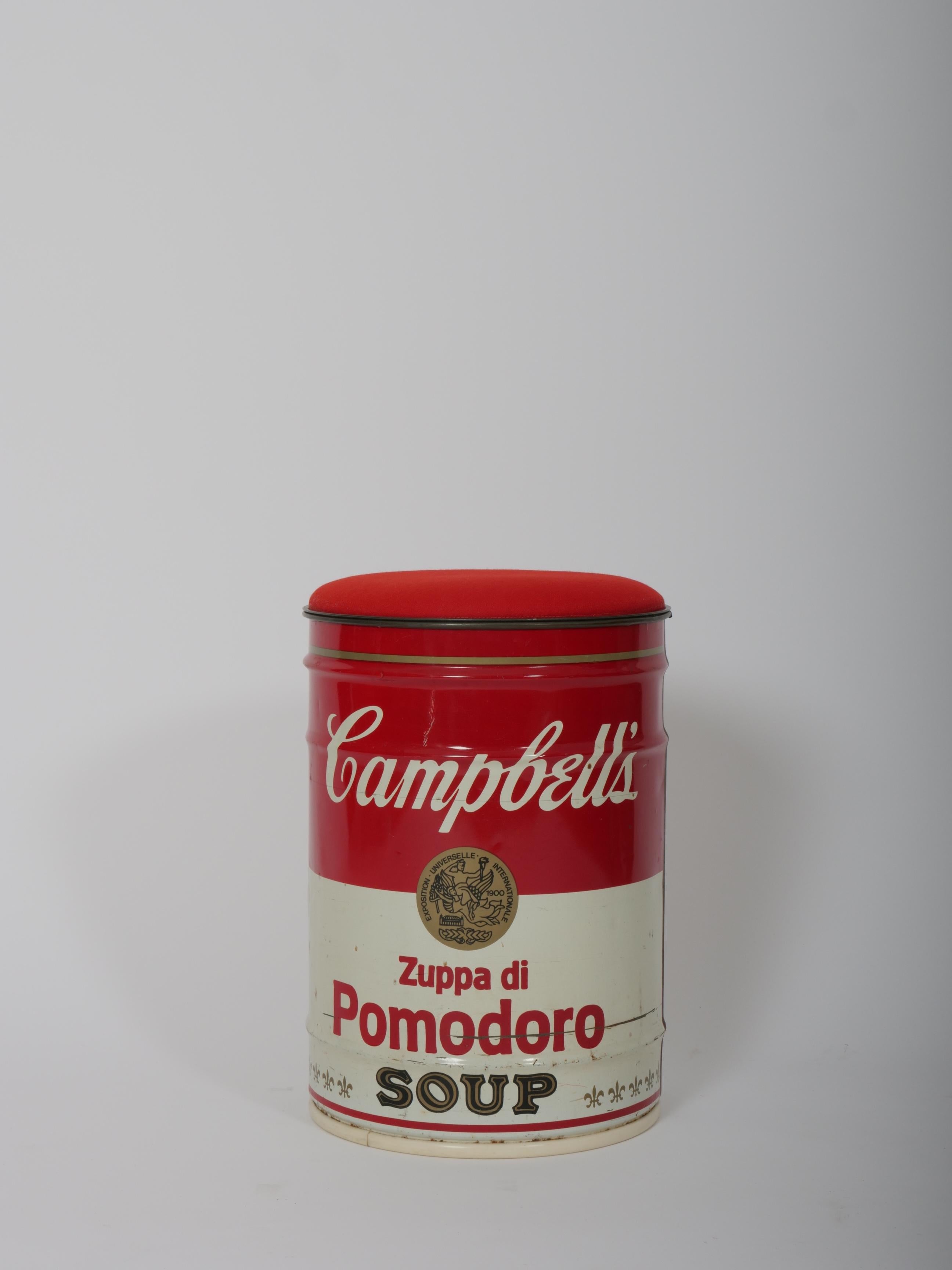 Rare Campbell's Soup stool /can designed by Dino Gavina as a tribute to Andy Warhol in 1971 for Simon Simon as part of the seminal Ultramobile Exhibition- Collection (1971).

Original label and cushion. 

Condition is very good. 

** We have two