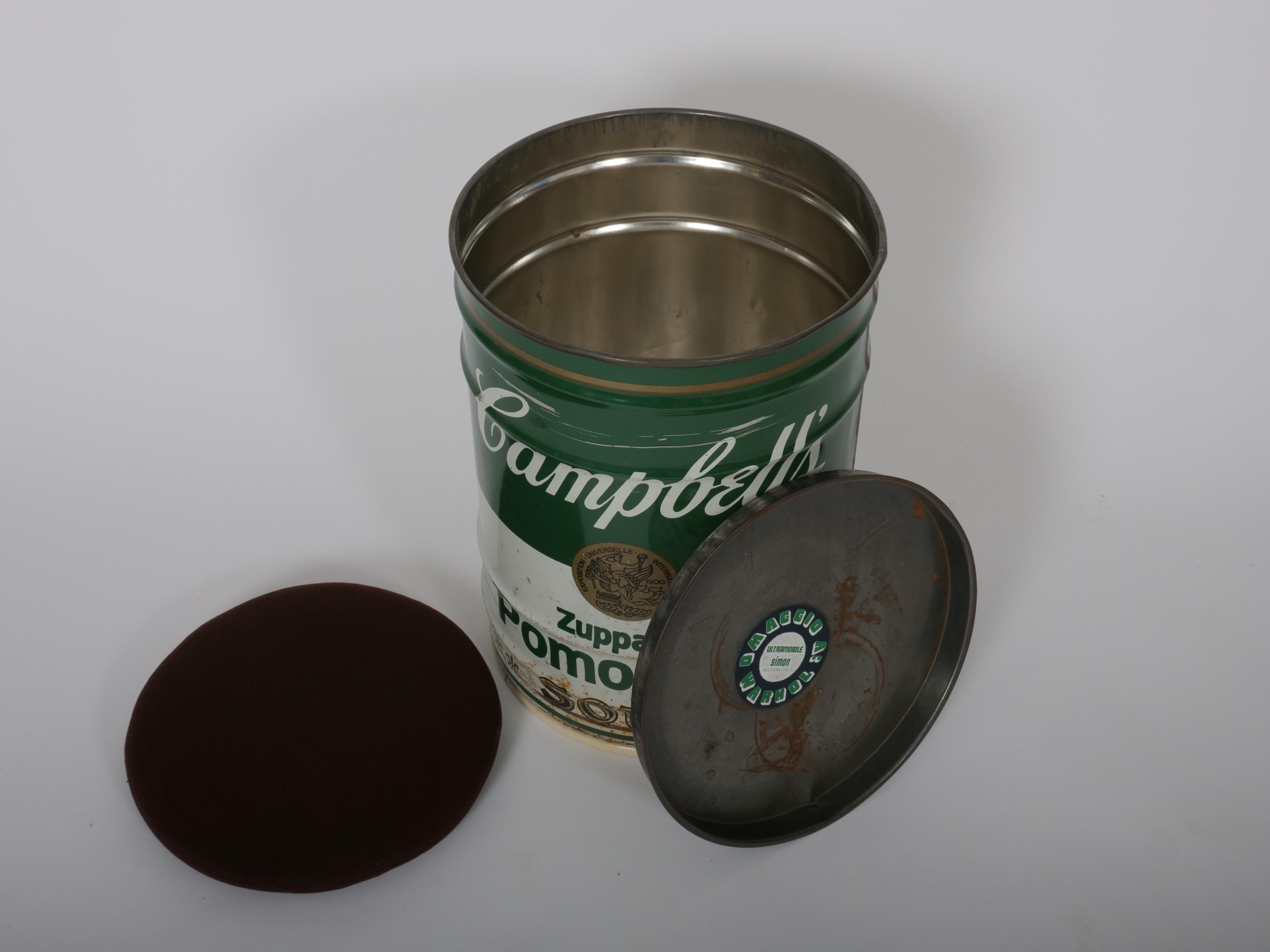 Italian Dino Gavina for Studio Simon, Andy Warhol Campbell’s Soup Can Stool, Italy, 1971 For Sale