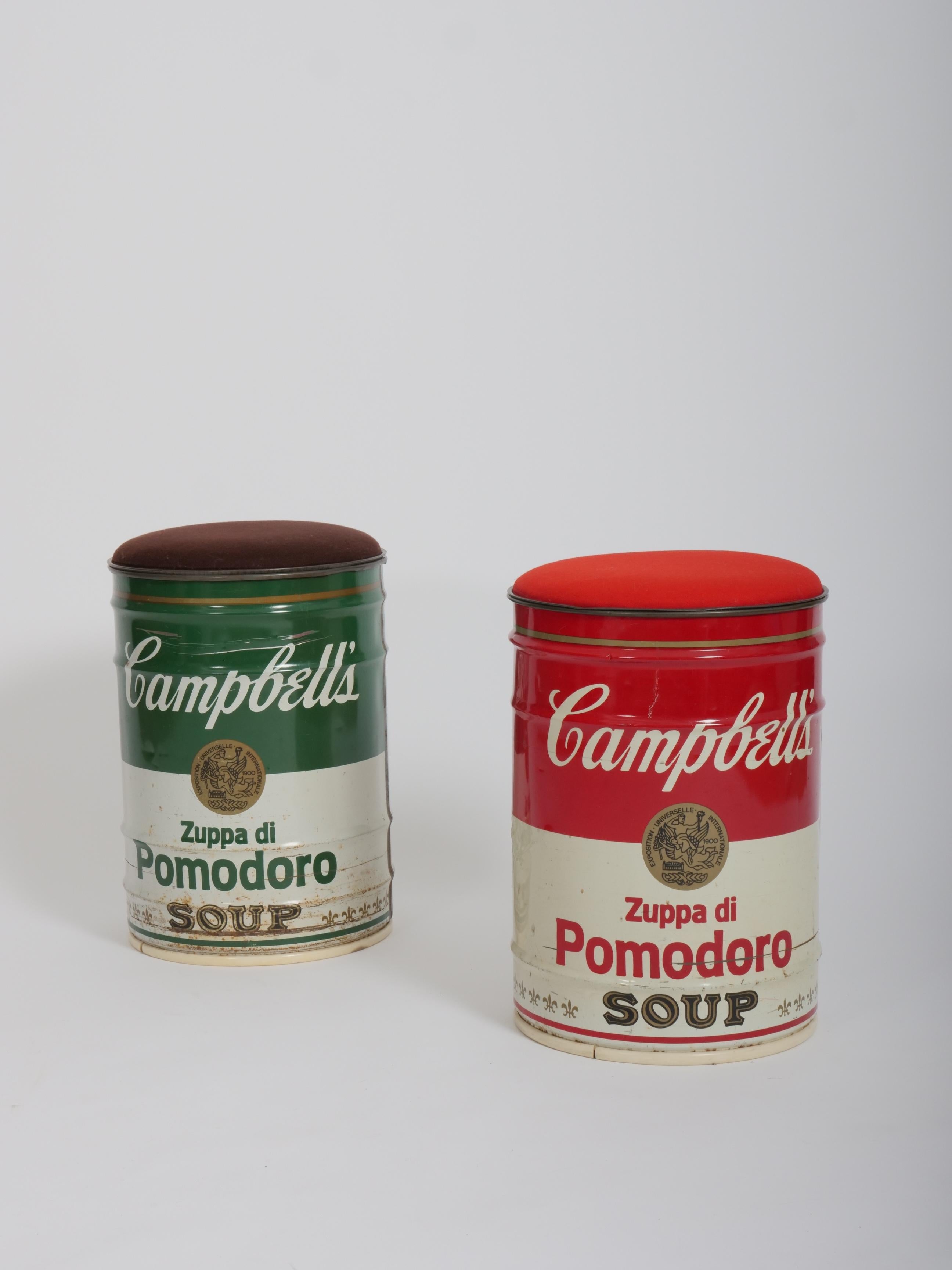 Peint Dino Gavina pour Studio Simon, Tabouret en forme de boîte de soupe Campbell d'Andy Warhol, Italie, 1971 en vente
