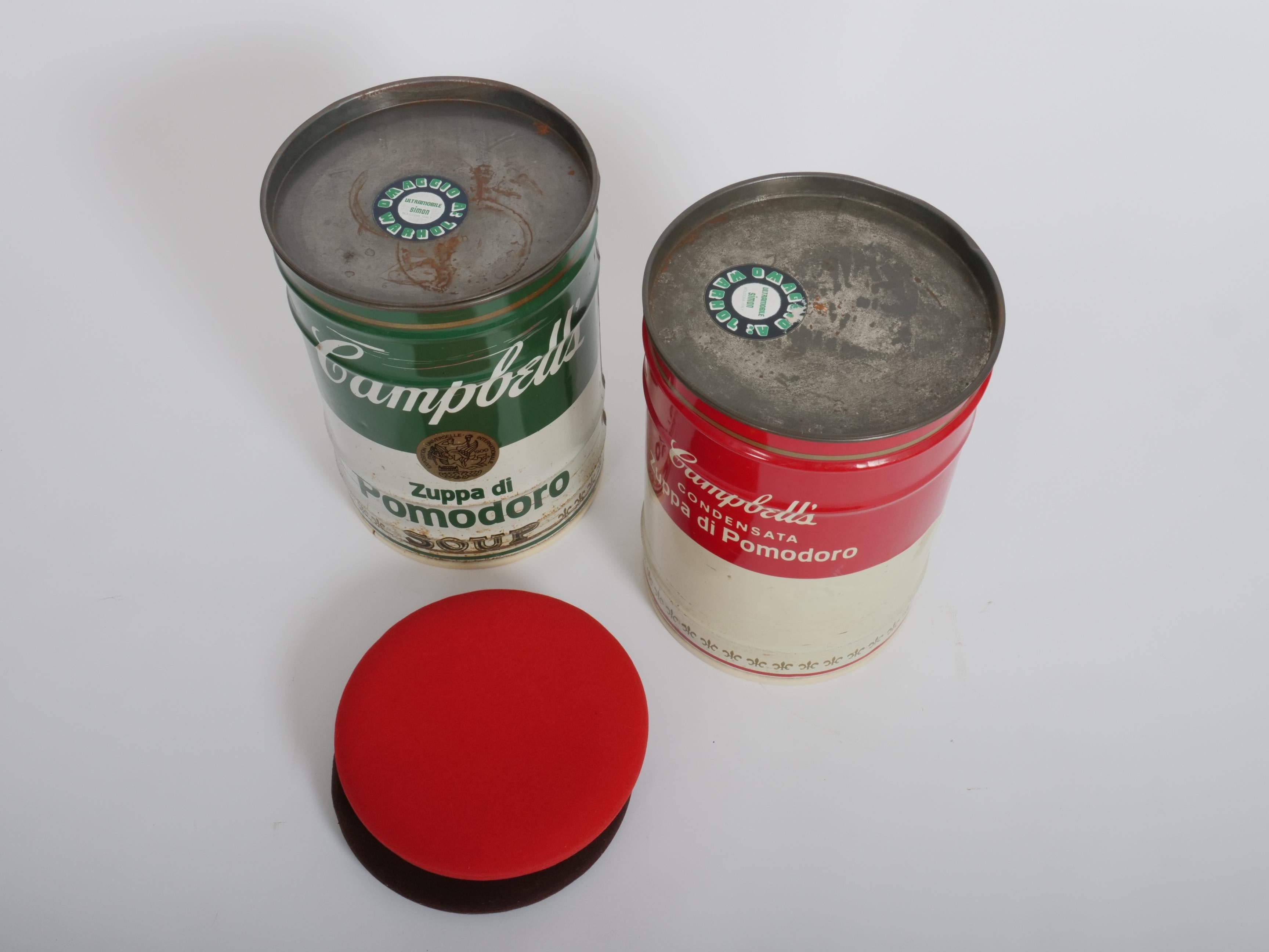 Dino Gavina pour Studio Simon, Tabouret en forme de boîte de soupe Campbell d'Andy Warhol, Italie, 1971 en vente 1