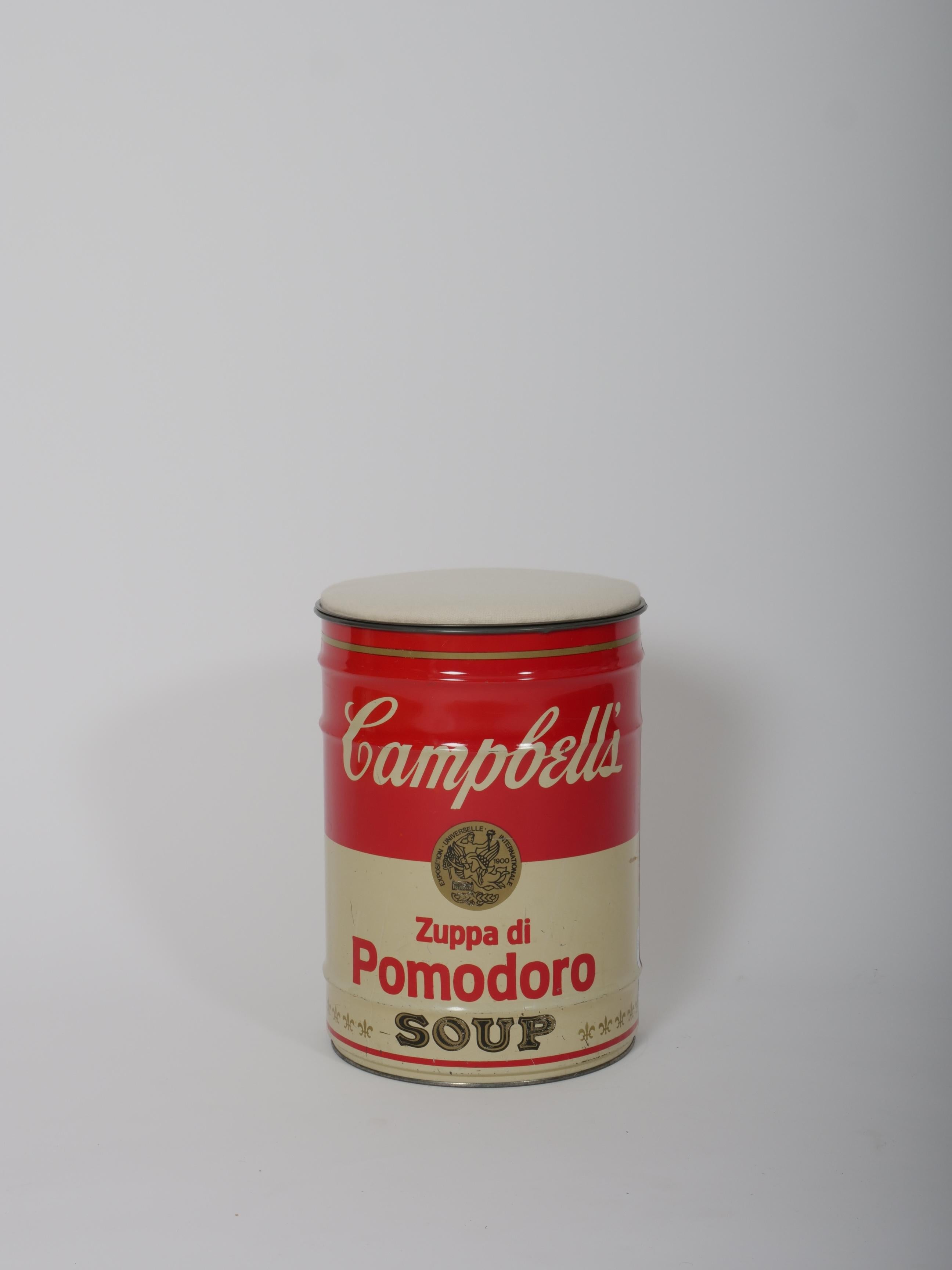 Rare Campbell's Soup stool /can designed by Dino Gavina as a tribute to Andy Warhol in 1971 for Simon Simon as part of the seminal Ultramobile Exhibition- Collection (1971).

Original label 

Condition is very good. 

** We have two other pieces.