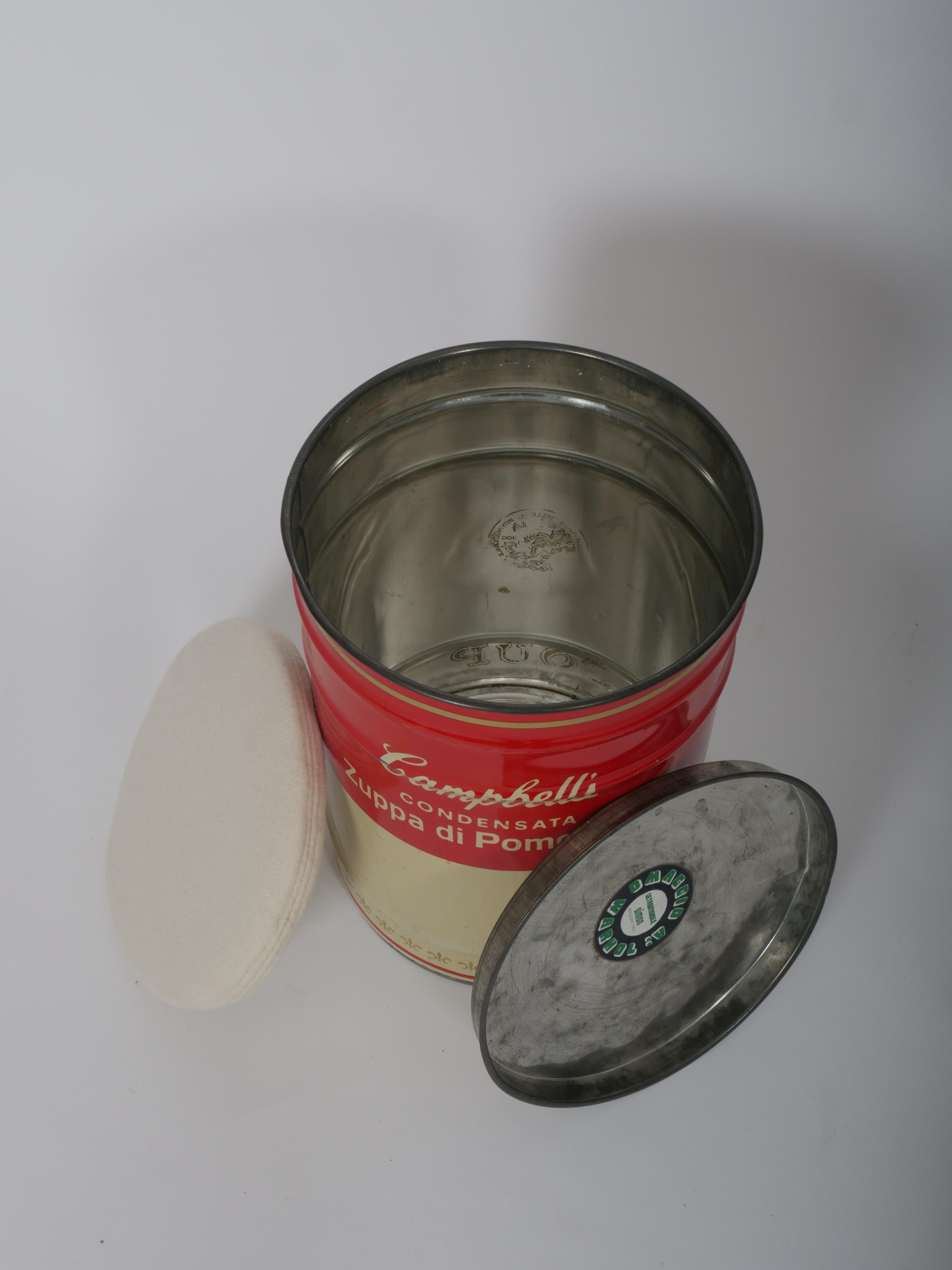 Painted Dino Gavina for Studio Simon, Andy Warhol Campbell’s Soup Can Stool, Italy c1971 For Sale
