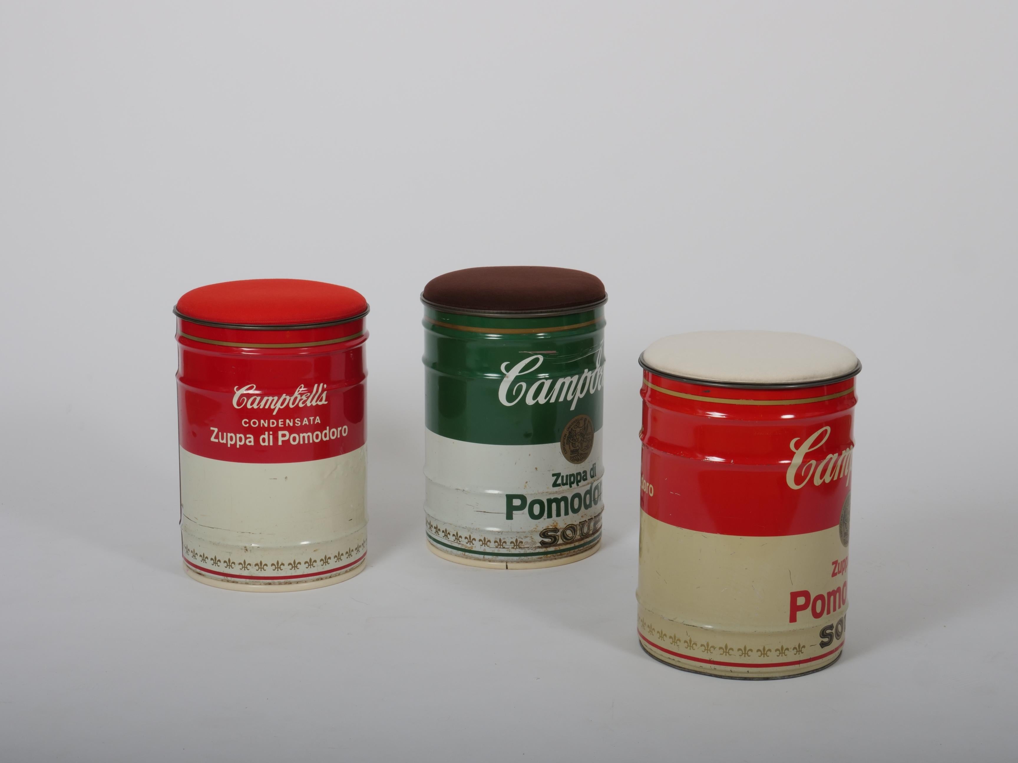 Dino Gavina for Studio Simon, Andy Warhol Campbell’s Soup Can Stool, Italy c1971 In Good Condition For Sale In London, GB