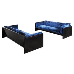 Dino Gavina Pair of Blue Velvet 'Simone' Sofas for Studio Simon, 1971