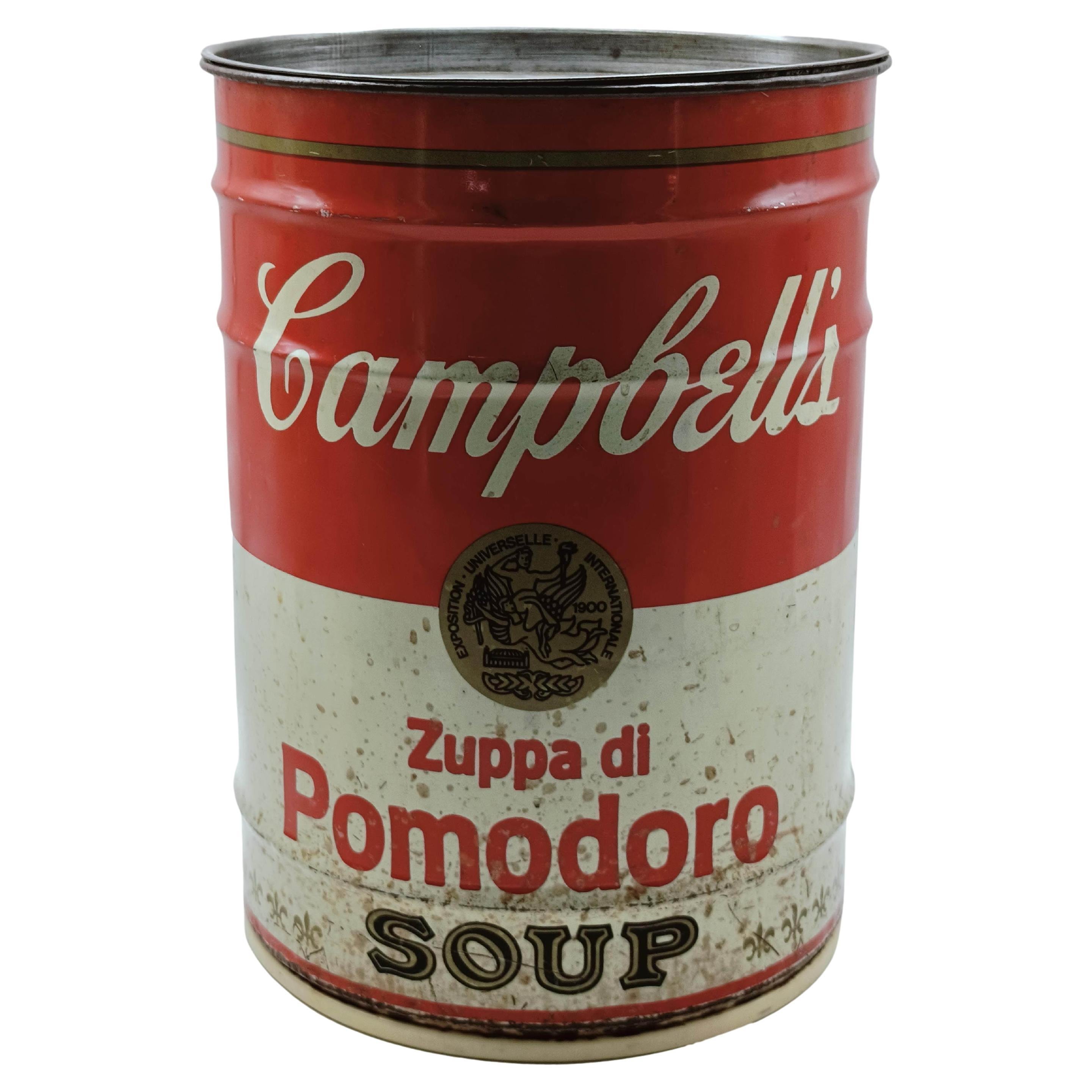Seltener Hocker von Campbell' Soup, entworfen von Dino Gavina als Hommage an Andy Warhol im Jahr 1971 für die Firma Simon als Teil der bahnbrechenden Ultramobile Exhibition Collection (1971). Dino Gavina gründete 1968 das Studio Simon, um die