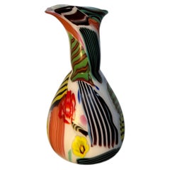 Dino Martens Attributed Murano Art Glass Vase with Multicolored Abstract Design