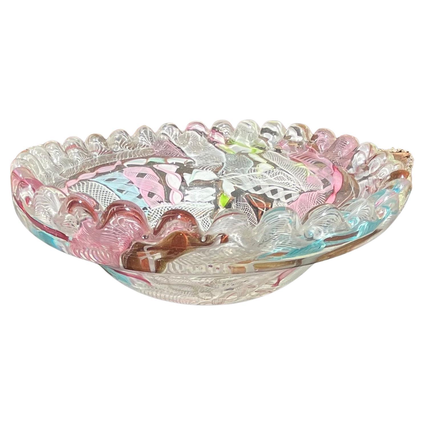 Dino Martens Aureliano Toso Attributed Murano Complicated Cane Patchwork Bowl For Sale