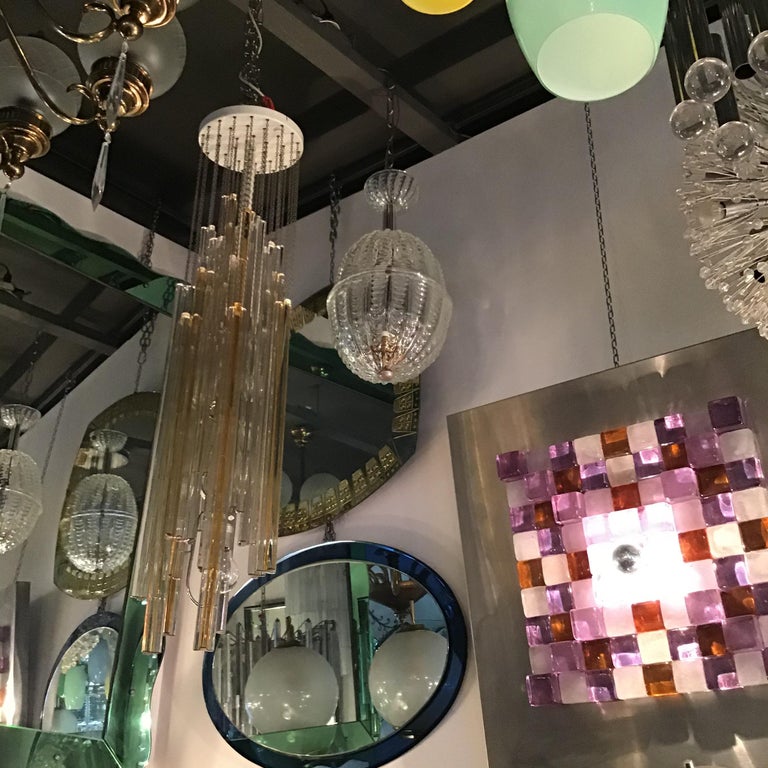 Dino Martens Aureliano Toso Chandelier Murano Brass, Italian, 1948 For