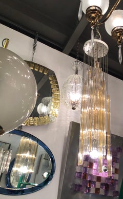 Dino Martens Aureliano Toso Chandelier Murano Brass, Italian, 1948