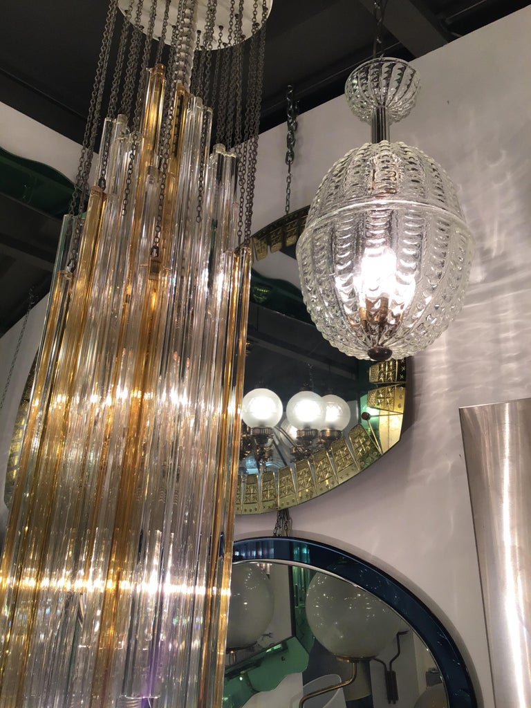 Dino Martens Aureliano Toso Chandelier Murano Brass, Italian, 1948 For