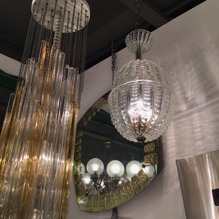 Dino Martens Aureliano Toso Chandelier Murano Brass, Italian, 1948 For