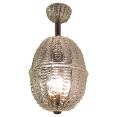 Dino Martens Aureliano Toso Chandelier Murano Brass, Italian, 1948